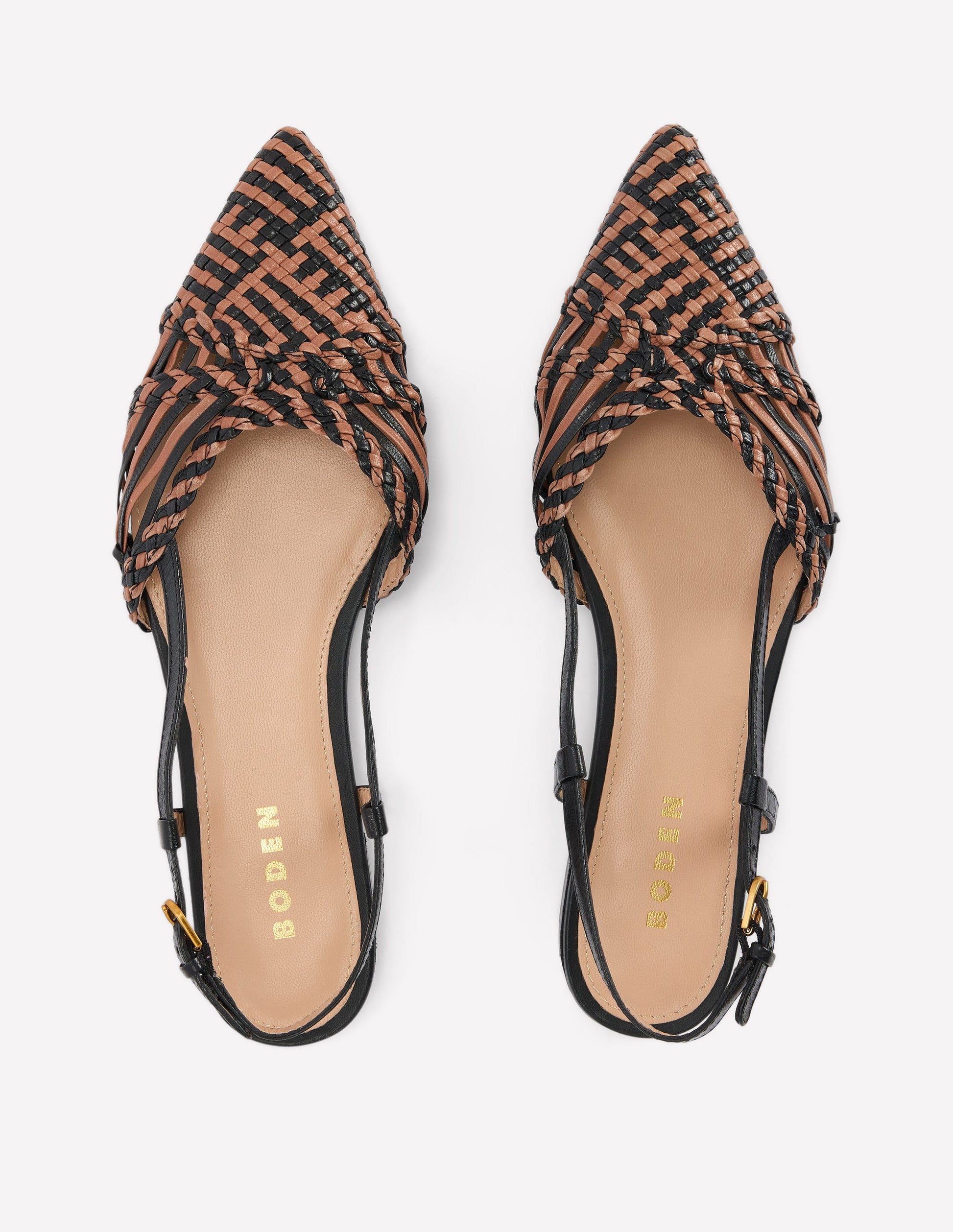 Woven Detail Pointed Flats-Black/ Neutral-5