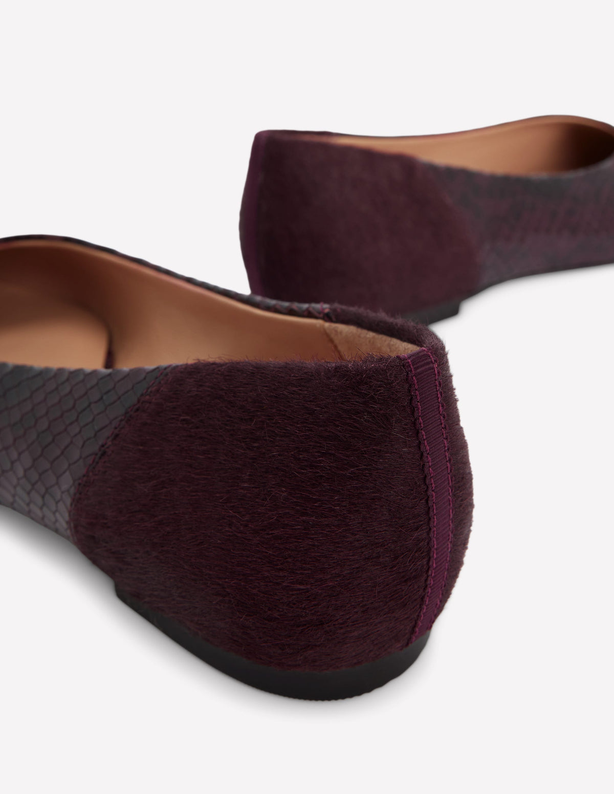 Nigella Pointed Toe Flats-Oxblood Snake Print - Image 4