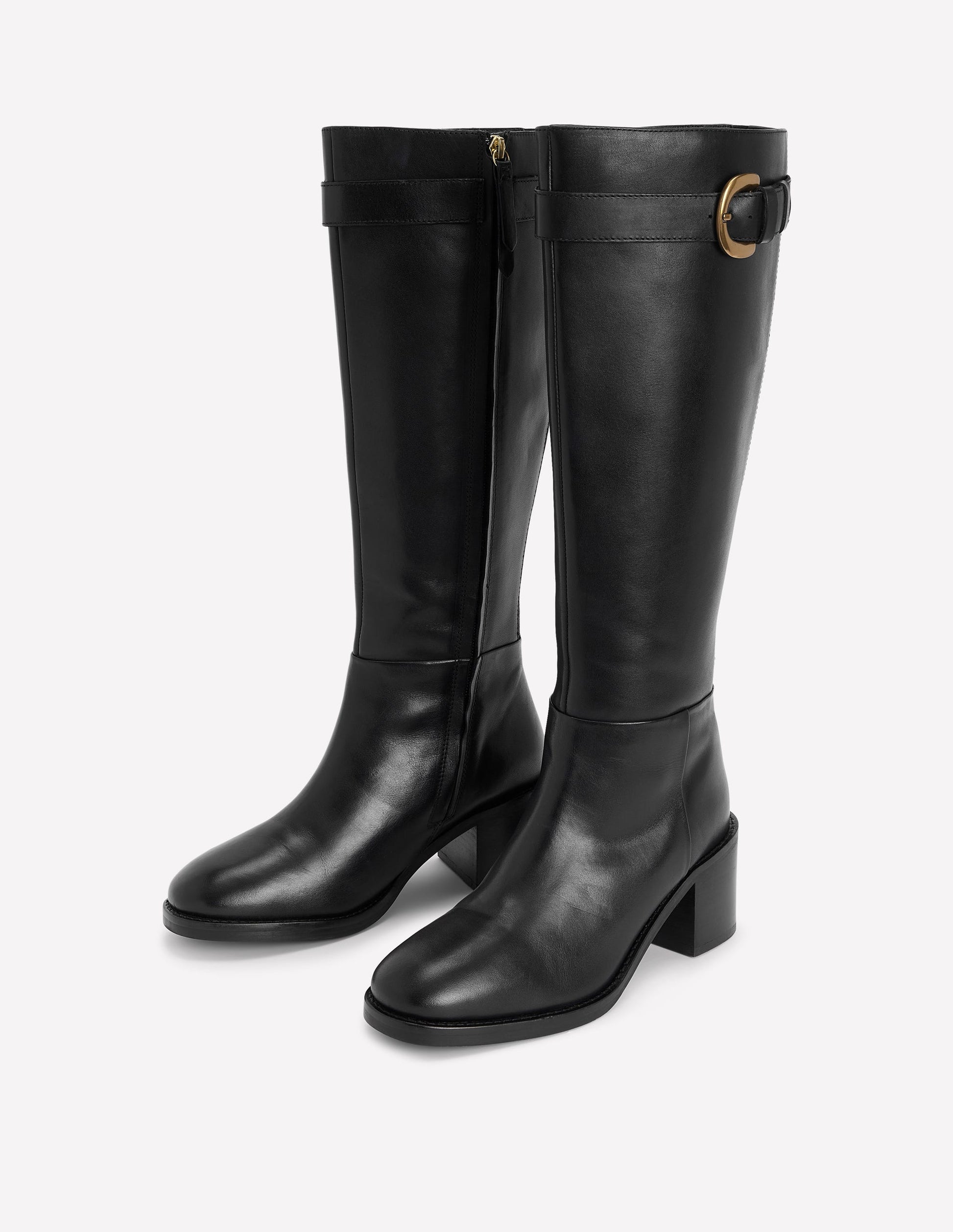 Buckle Detail Knee Boot-Black-3
