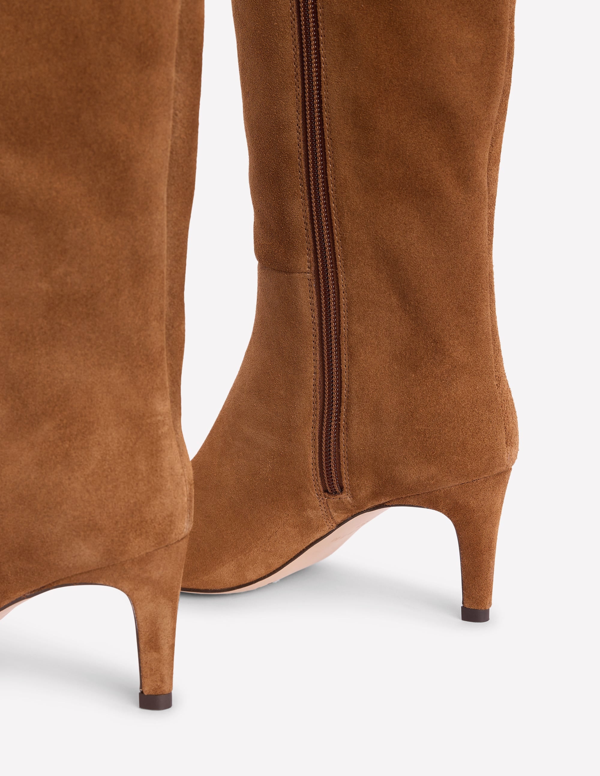 Straight Leg Heeled Boots-Golden Brown - Image 4