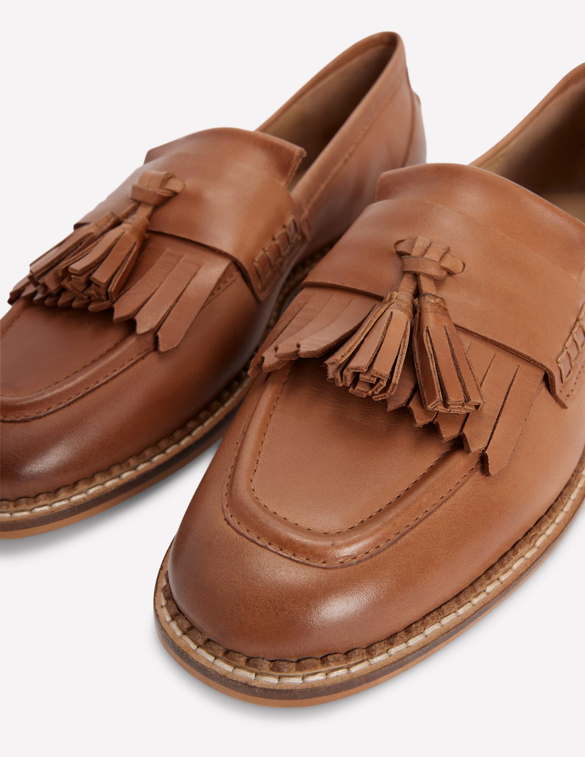 Nya Ghillie Flat Loafers-Tan Burnished Leather-4