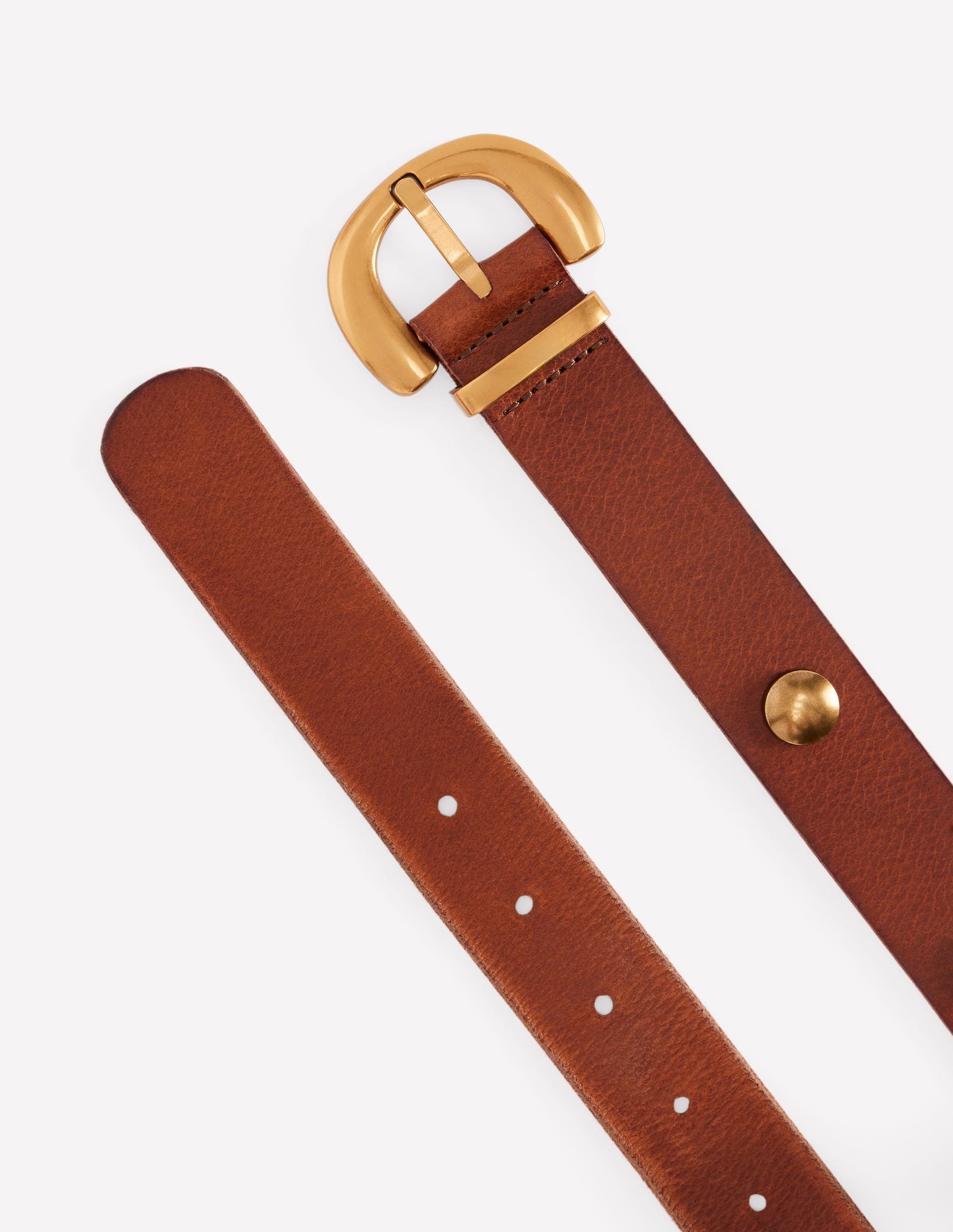 Stud Buckle Belt-Dark Tan-3