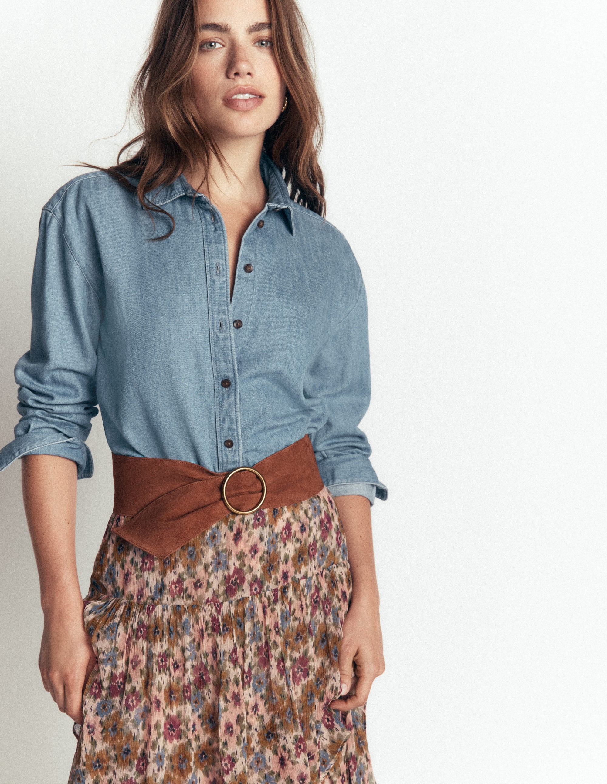 Wide Ring Waist Belt-Tan - Image 2