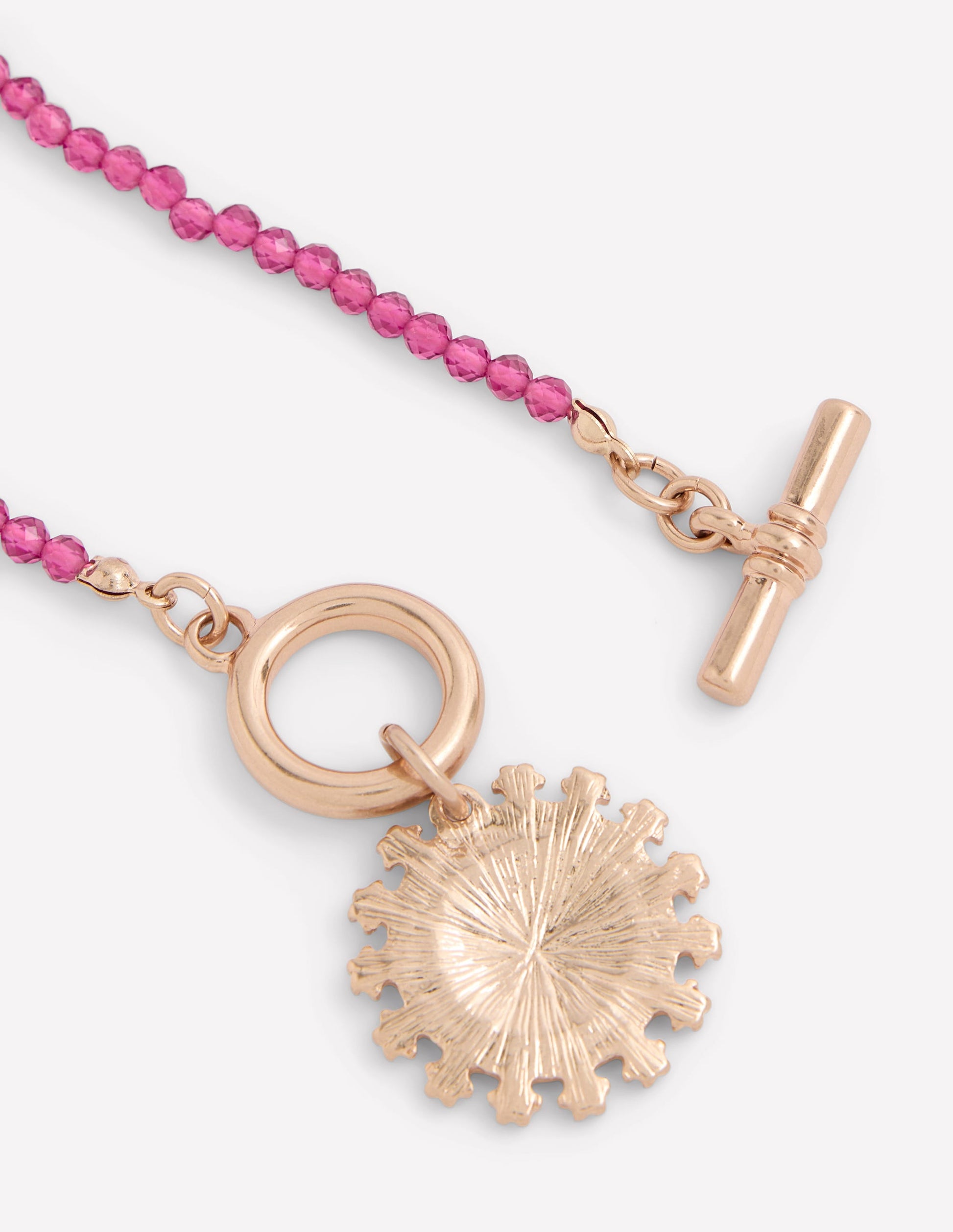 Bead Metal Necklace-Pink-2