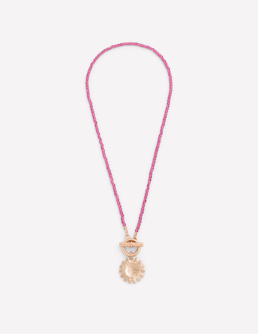 Bead Metal Necklace-Pink - Image 1