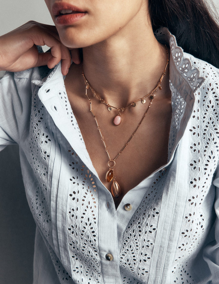 Jewel Tear Drop Necklace-Multi