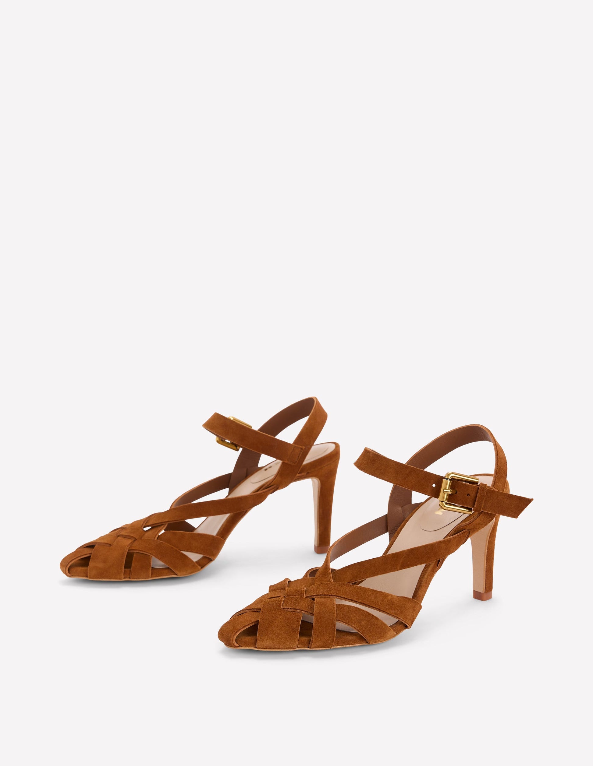 Slotted Strap Heeled Sandals-Tan-3