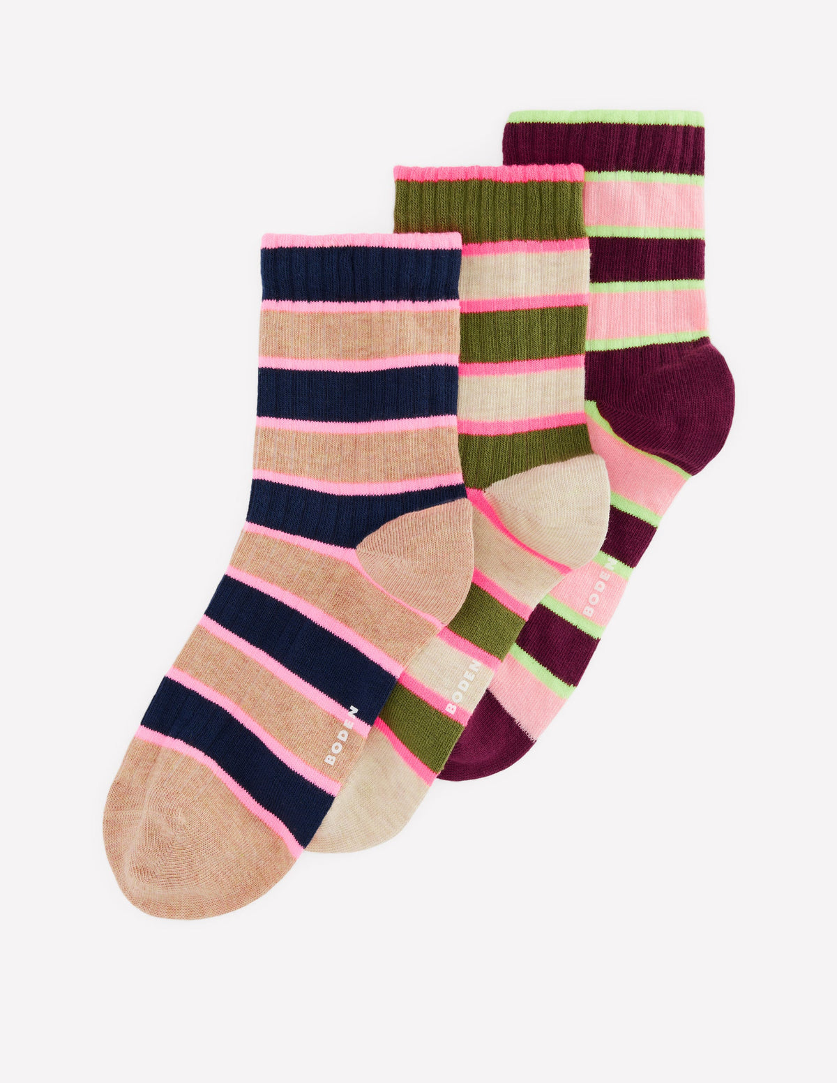 Neon Pop Stripe Socks 3-pack-Neon Stripe-1