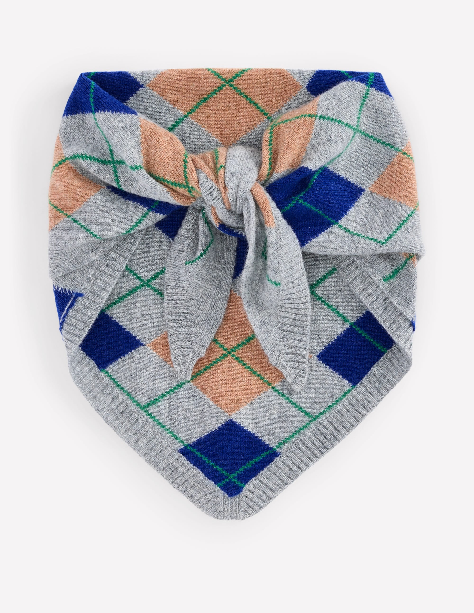 Cashmere Neckerchief-Grey Argyle - Image 1