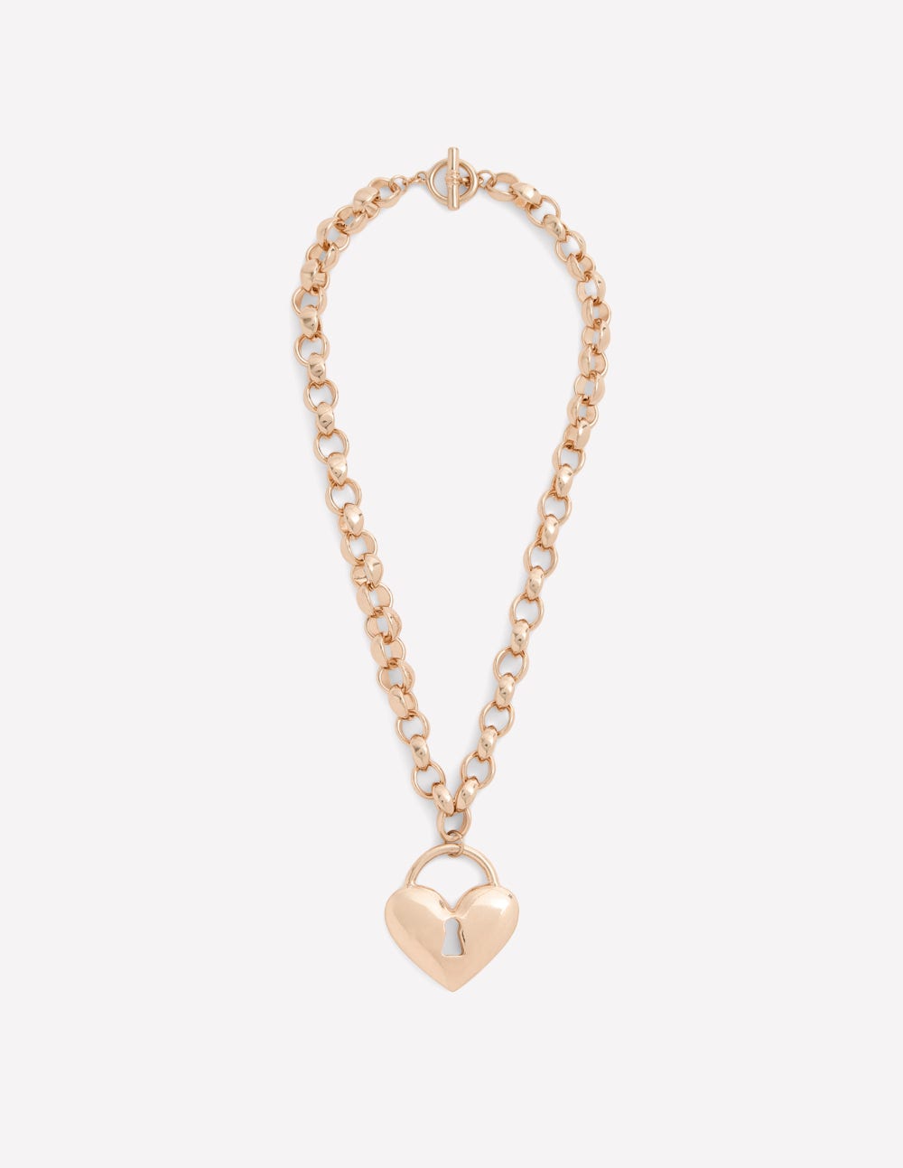 Chunky Love Lock Necklace-Gold-1