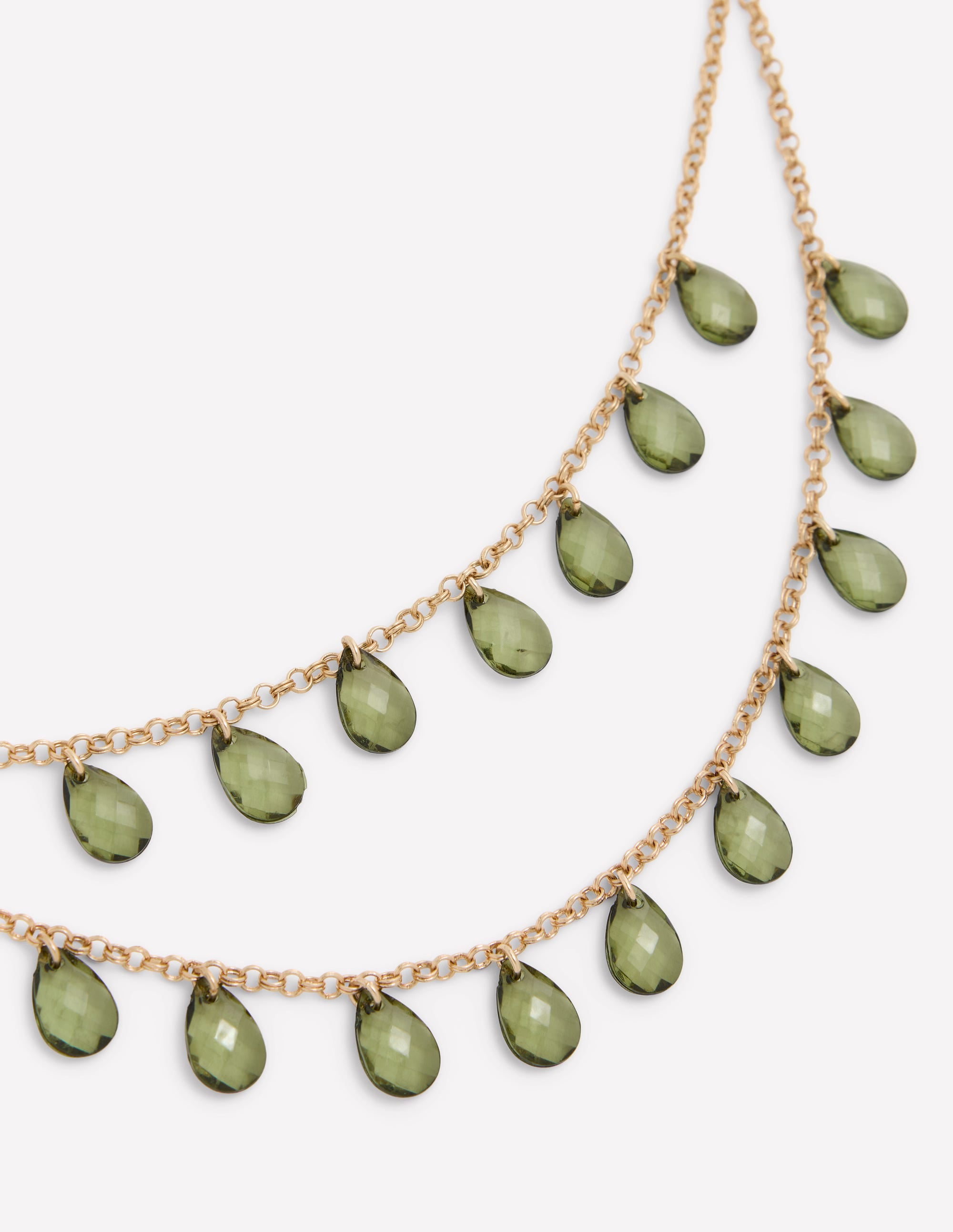 Layered Teardrop Necklace-Green - Image 3