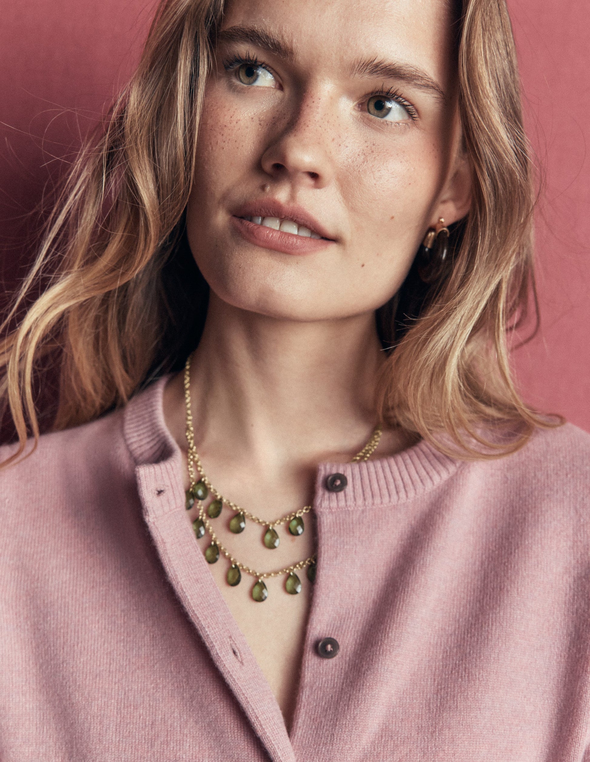 Layered Teardrop Necklace-Green-2