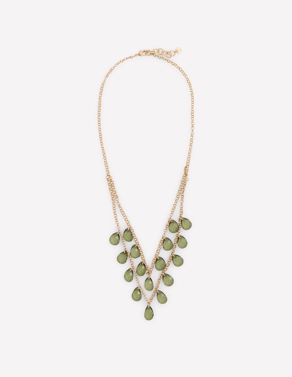 Layered Teardrop Necklace-Green-1