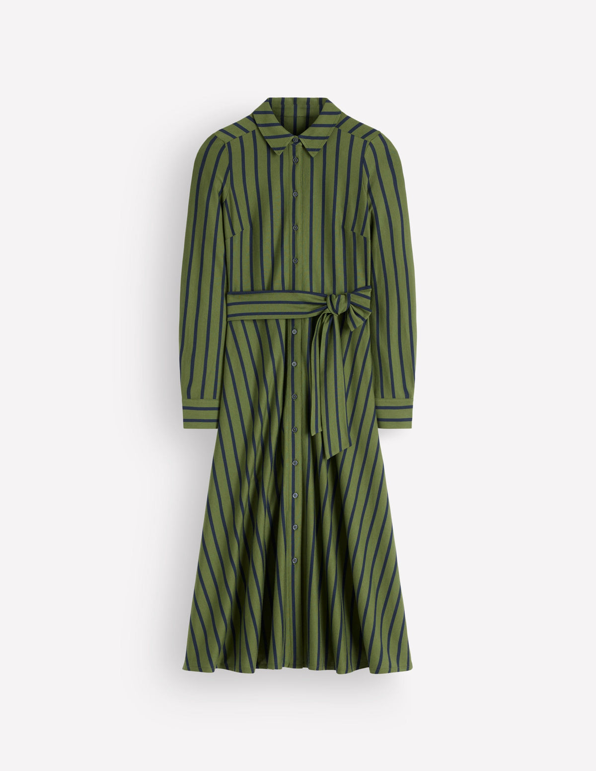 Marcia Jersey Shirt Dress-Chive and Navy Stripe - Image 6