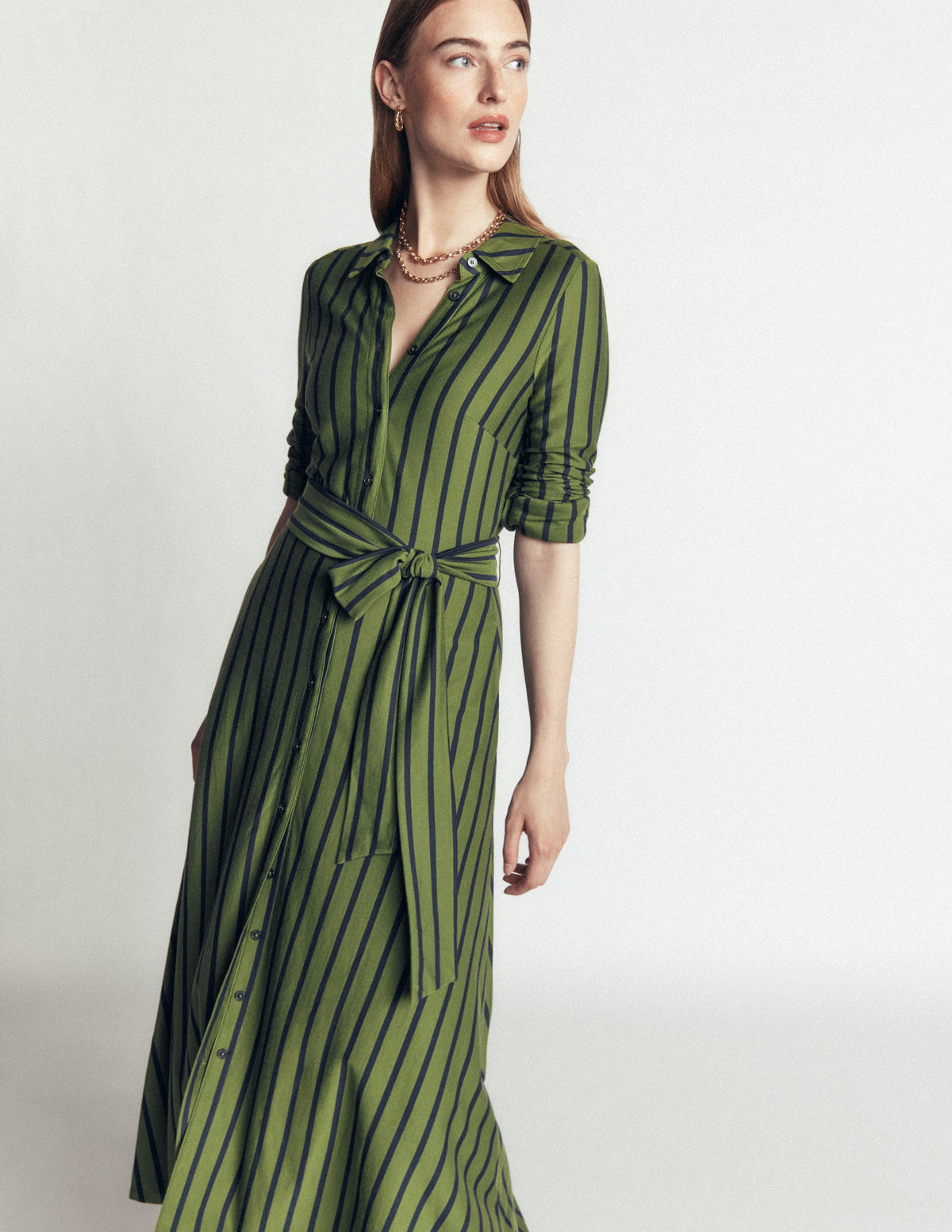 boden jersey dresses Women's Marcia Shirt Dress in Green Long Tiered Prom Dress spring-two-1391 The soft jersey fabric Color:Brown Flannel