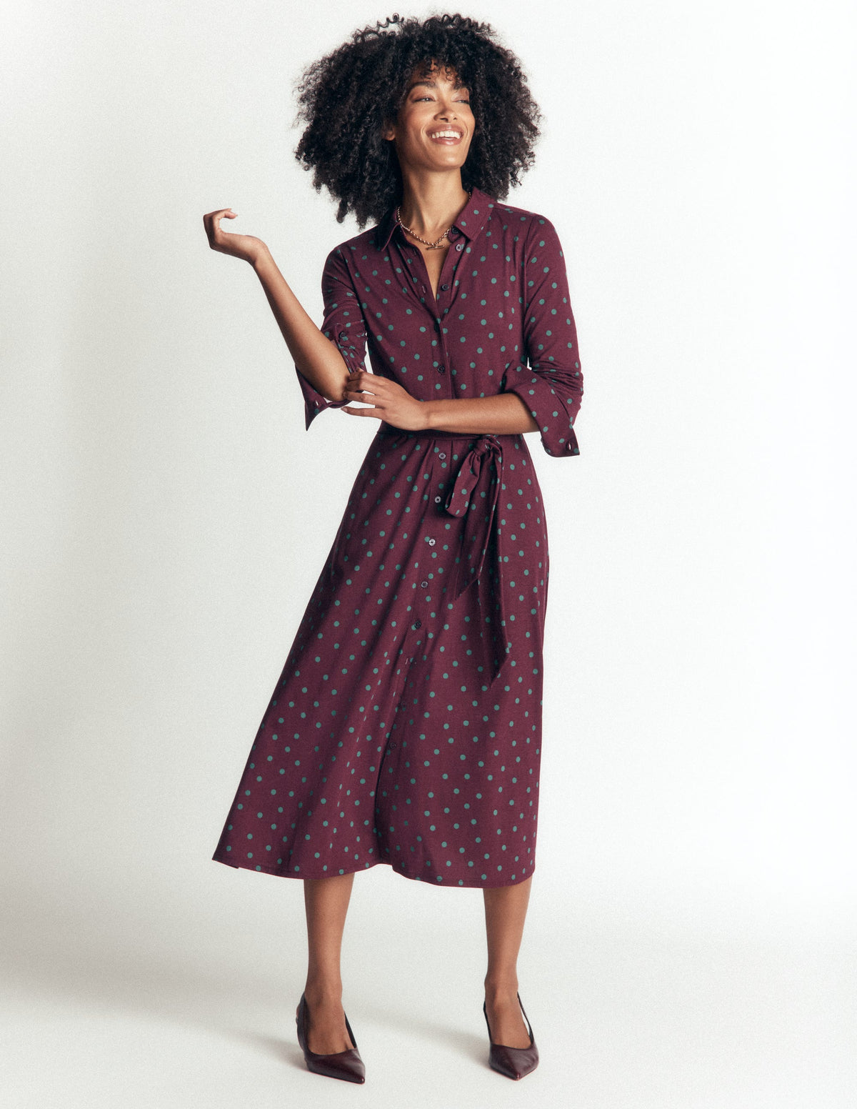 ankle length shirt dress Boden Women's Marcia Jersey in Purple Color:Sage V Neck David's Bridal Navy SIZING TIPS Fit feature_Regular Straps