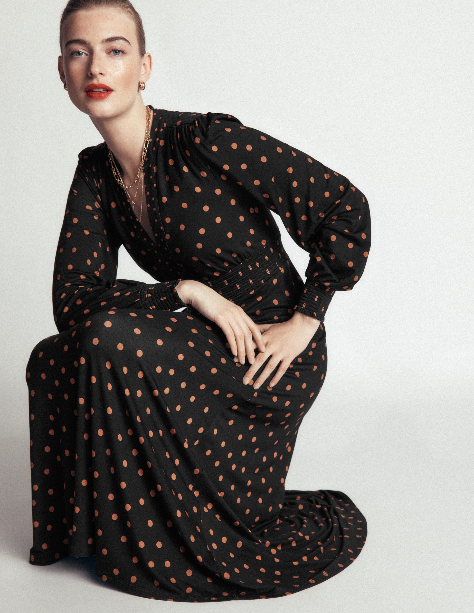 Boden Women's Georgia Jersey Midi Dress in Black