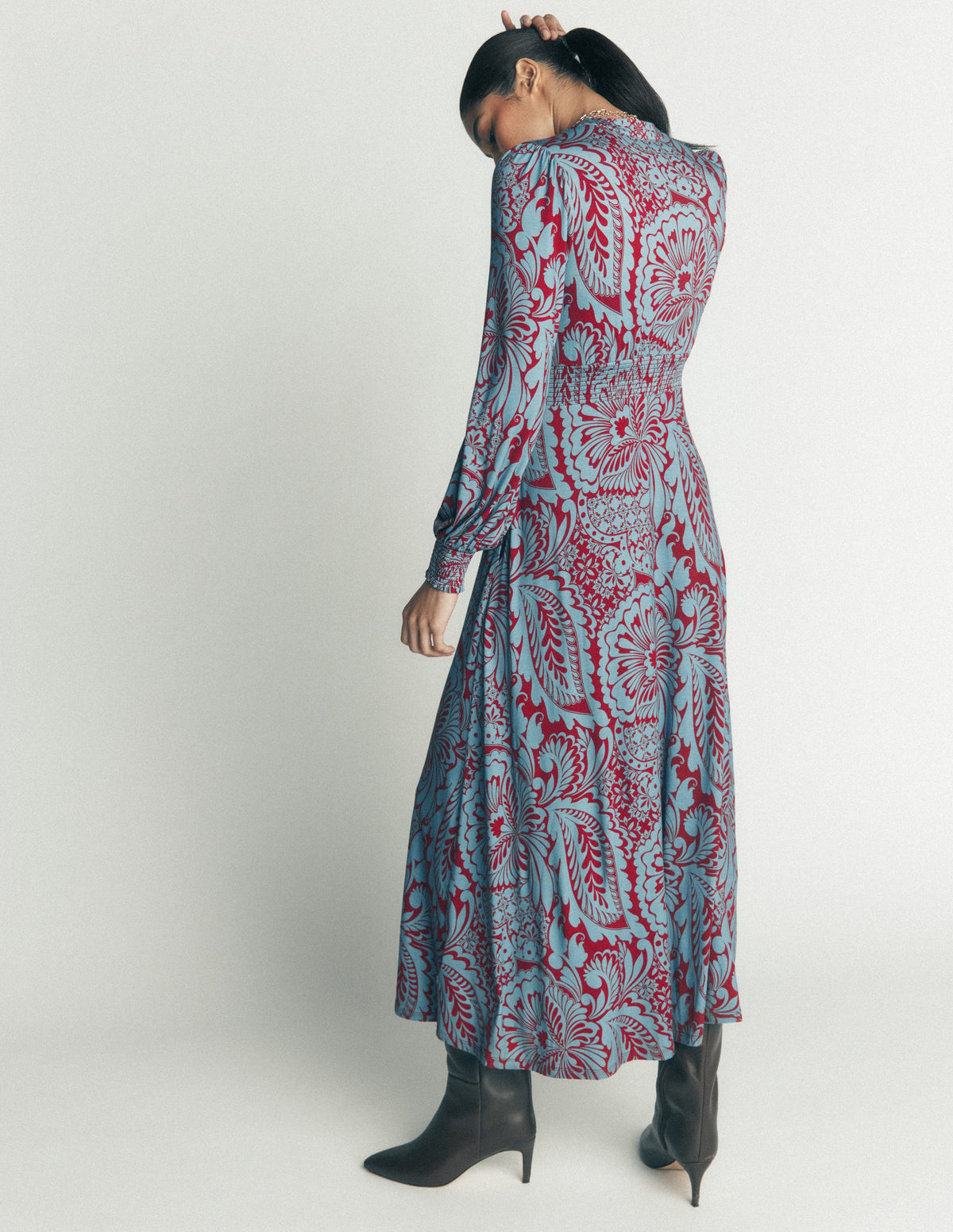 Georgia Jersey Midi Dress-Delphinum Blue, Botanical-4
