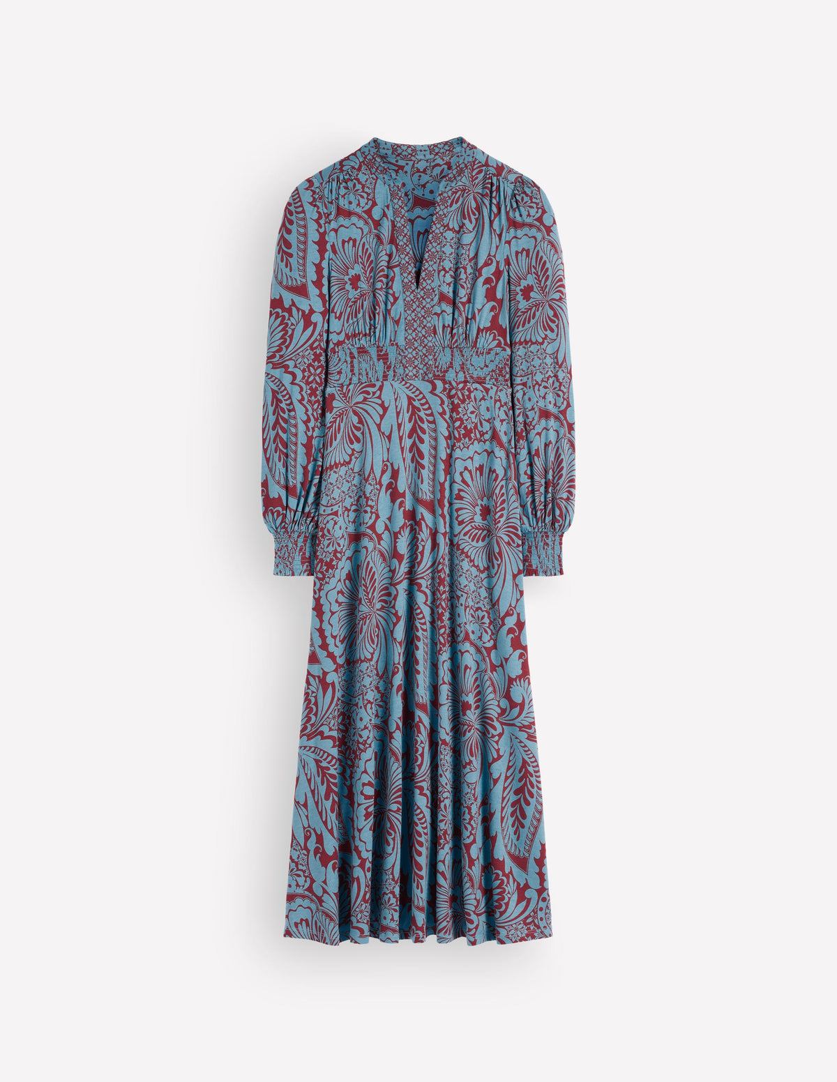 Georgia Jersey Midi Dress-Delphinum Blue, Botanical - Image 6