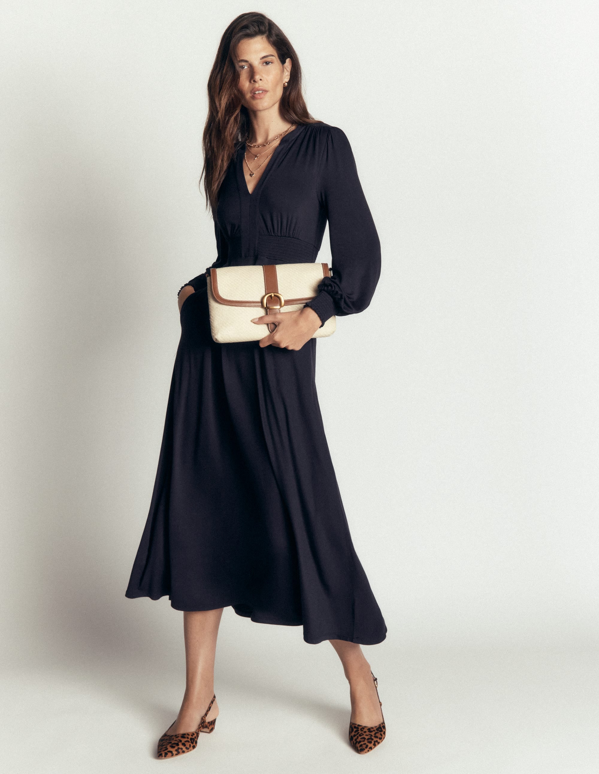Georgia Jersey Midi Dress-Navy - Image 1