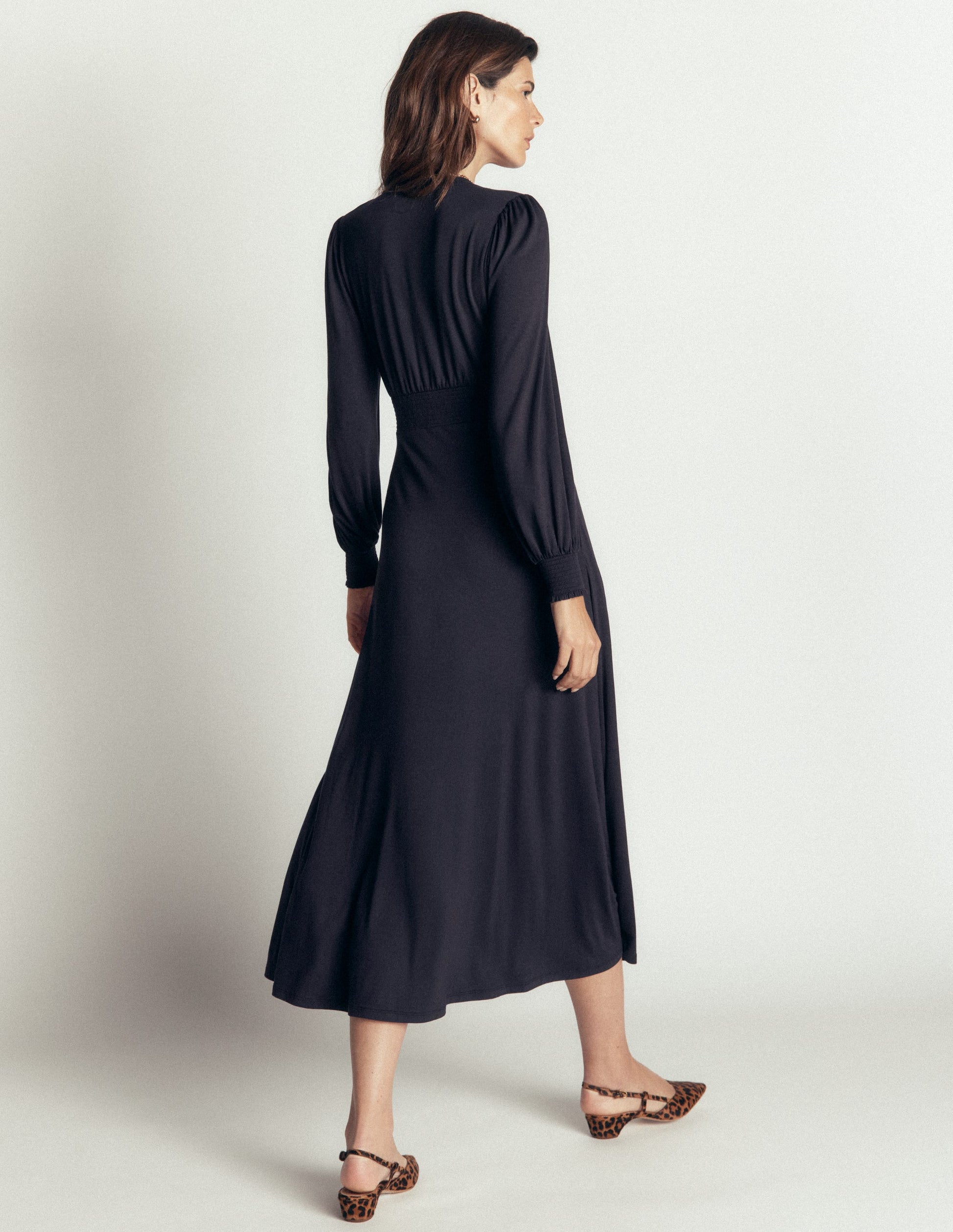 Georgia Jersey Midi Dress-Navy-3