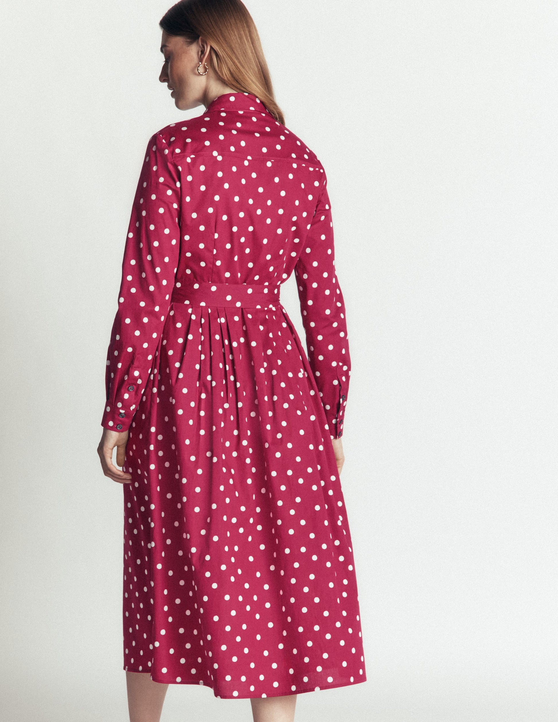 Alexa Cotton Midi Shirt Dress-Ruby Red, Boden Spot-5