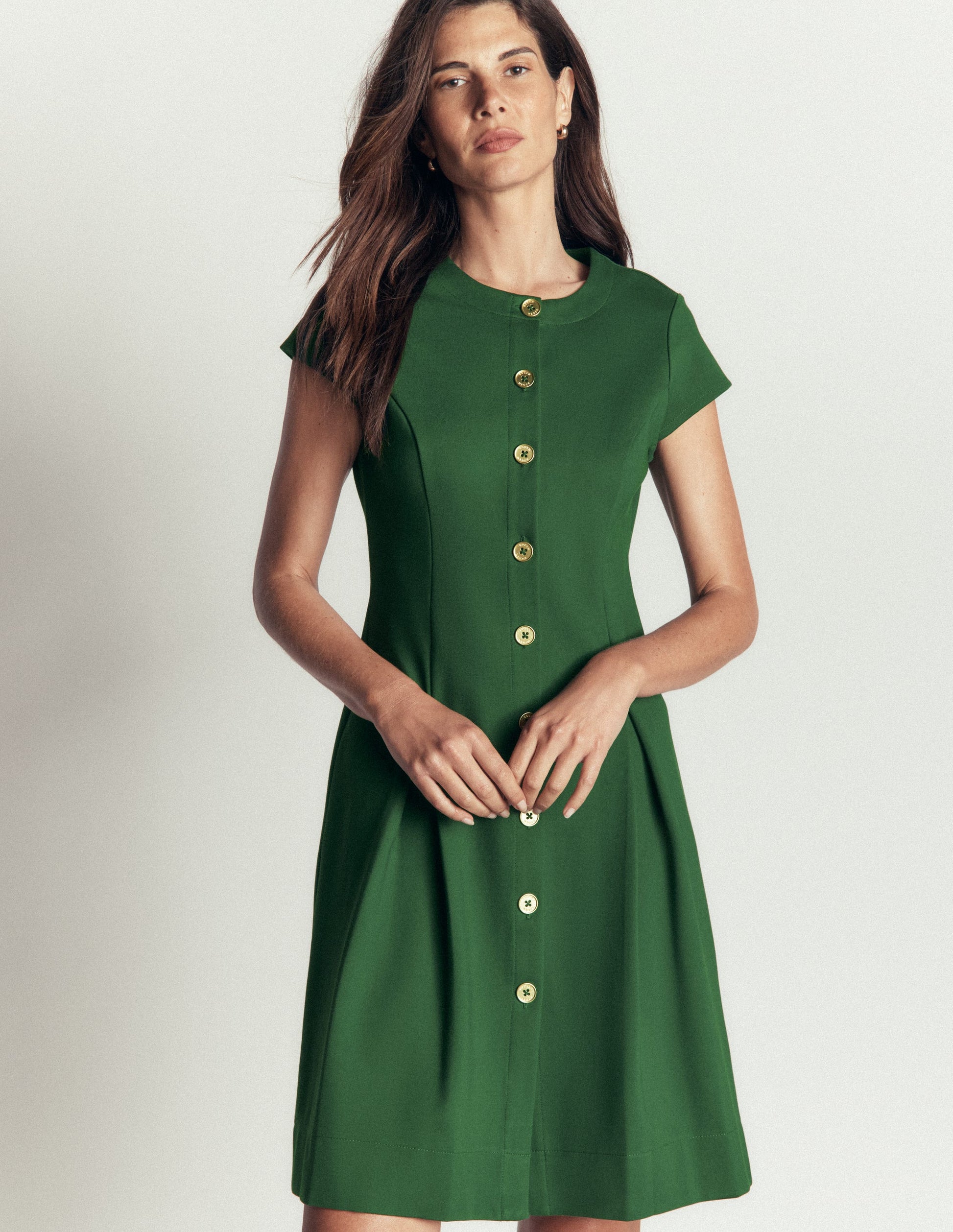 short dress with buttons Beige Button Front Shirt Mini Dress - All Dresses