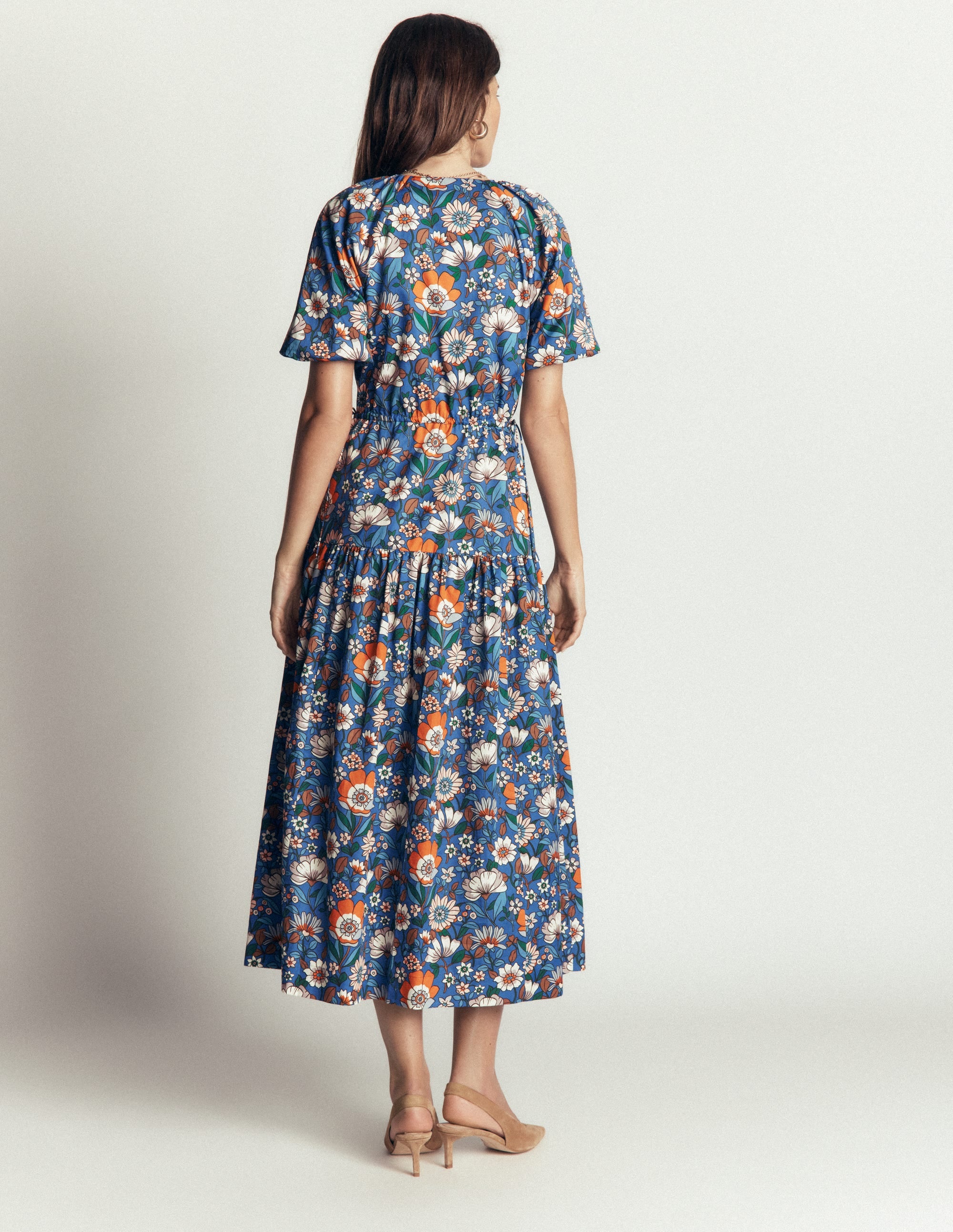 Draw Waist Cotton Dress-Multi, Floral Field - Image 7
