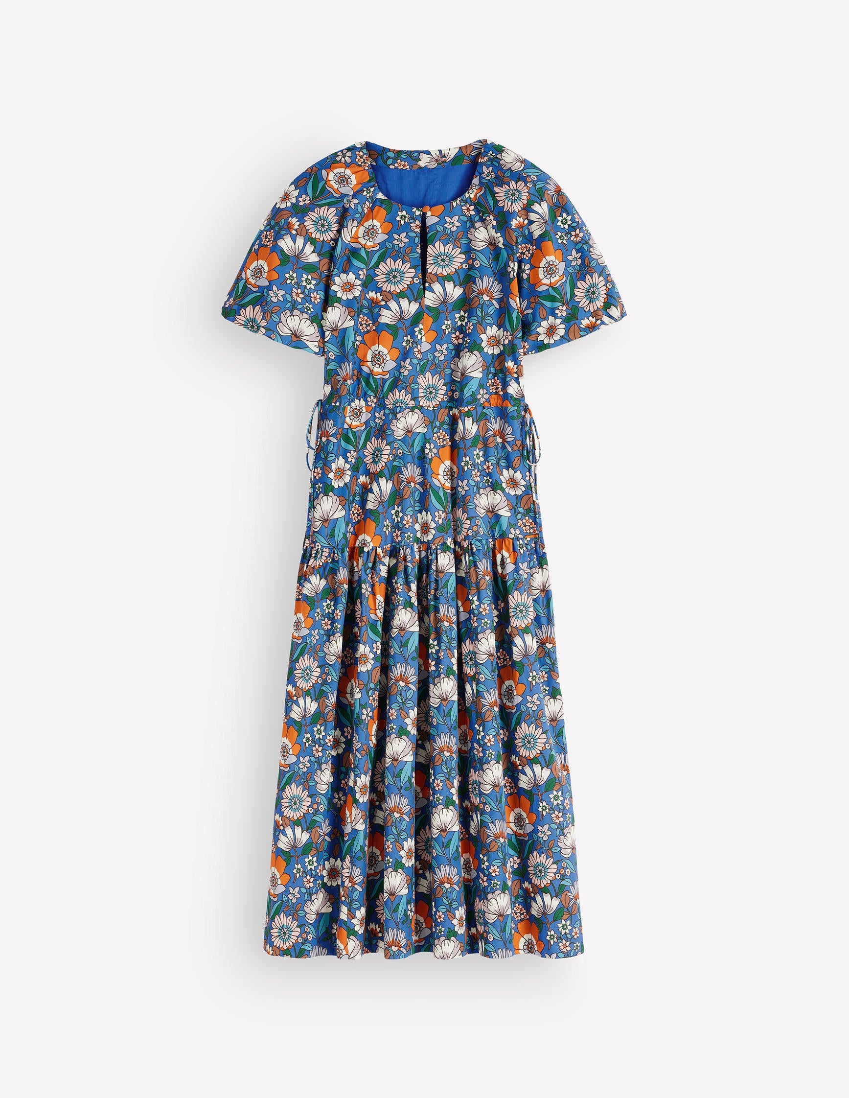 Draw Waist Cotton Dress-Multi, Floral Field-9