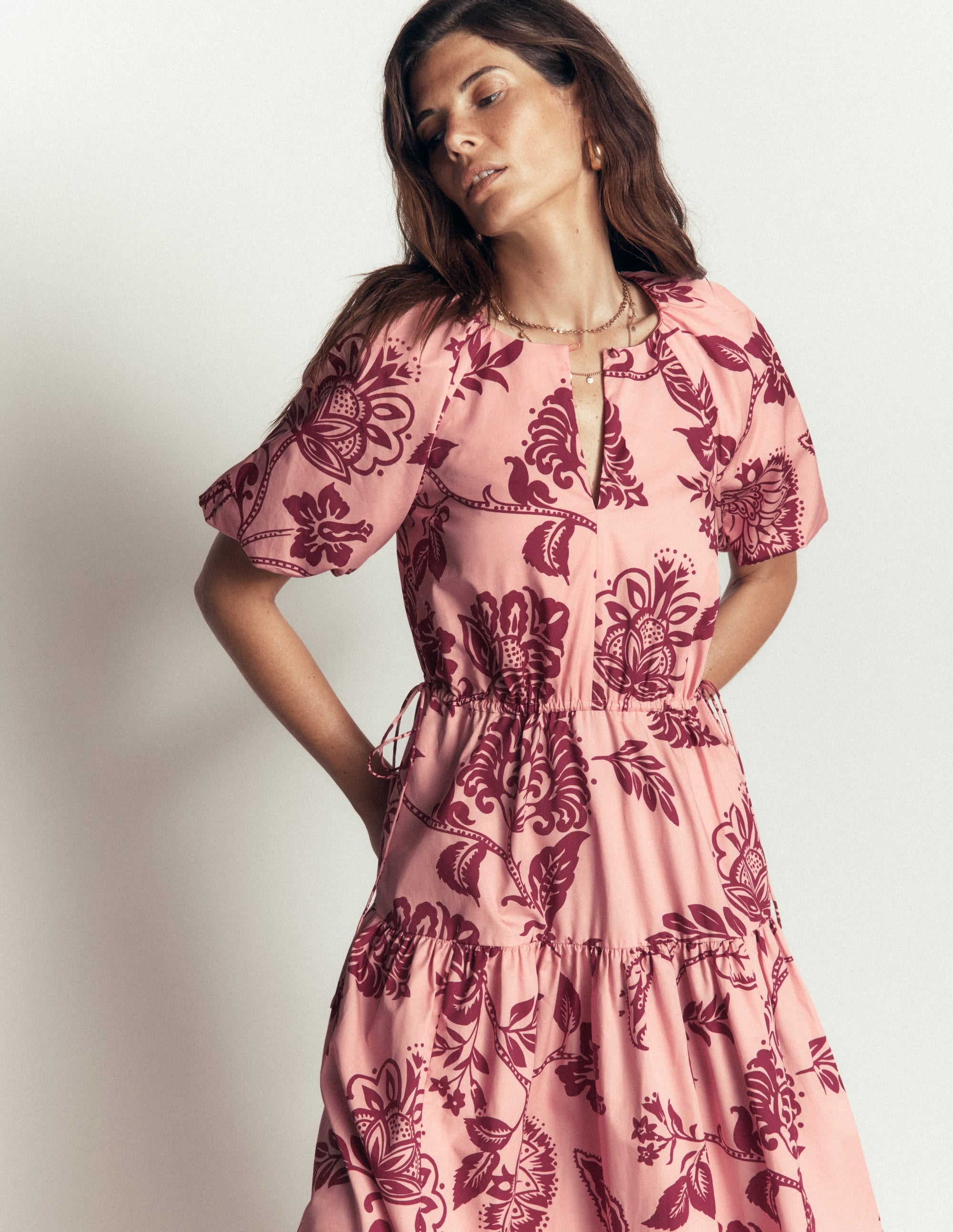 Draw Waist Fashion Dress-Chalk Pink, Planted Meadows - Image 2