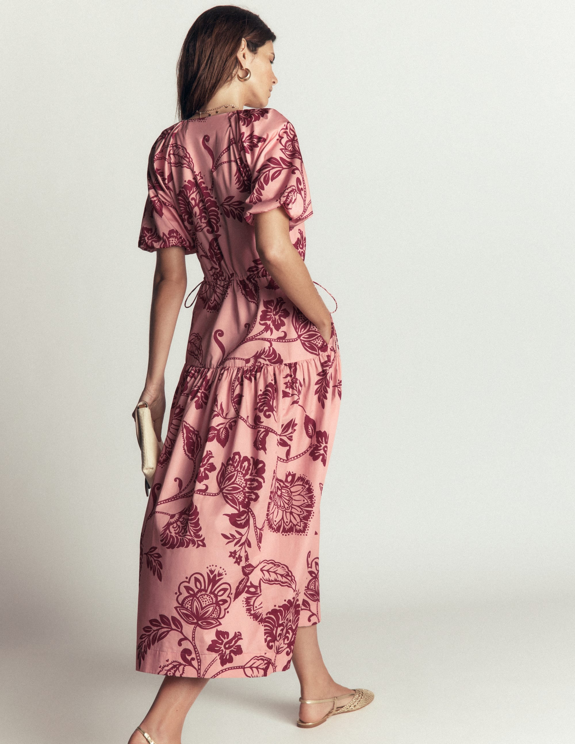 Draw Waist Fashion Dress-Chalk Pink, Planted Meadows - Image 3