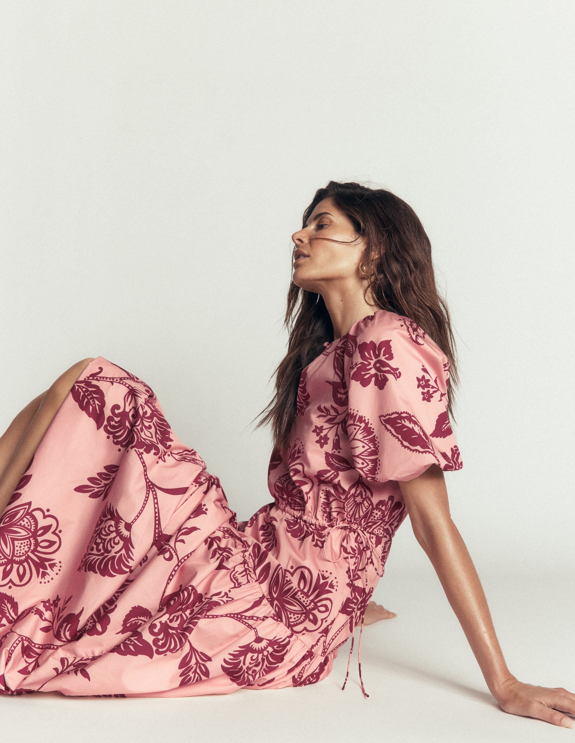Draw Waist Fashion Dress-Chalk Pink, Planted Meadows - Image 4
