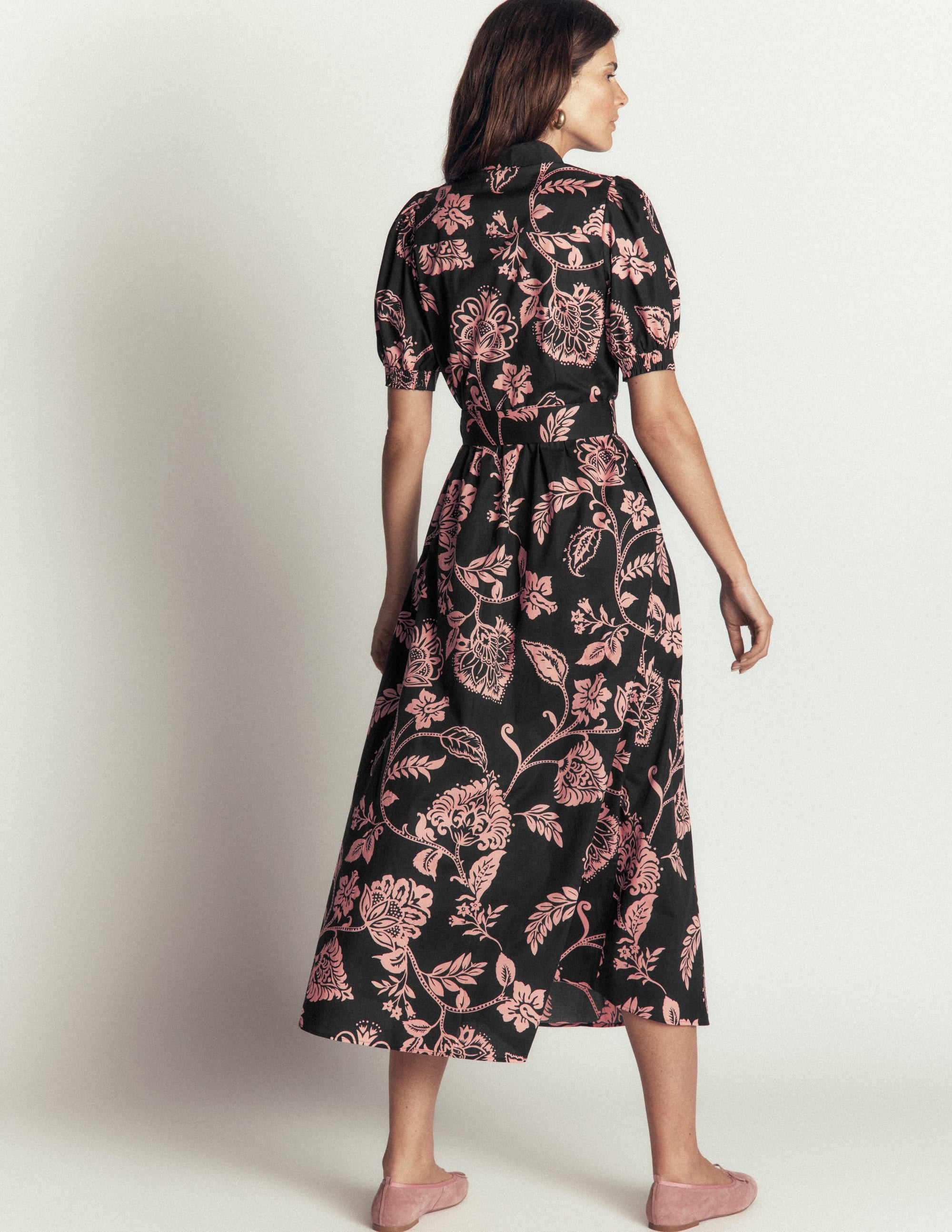 Belted Cotton Midi Dress-Black, Planted Meadows - Image 3