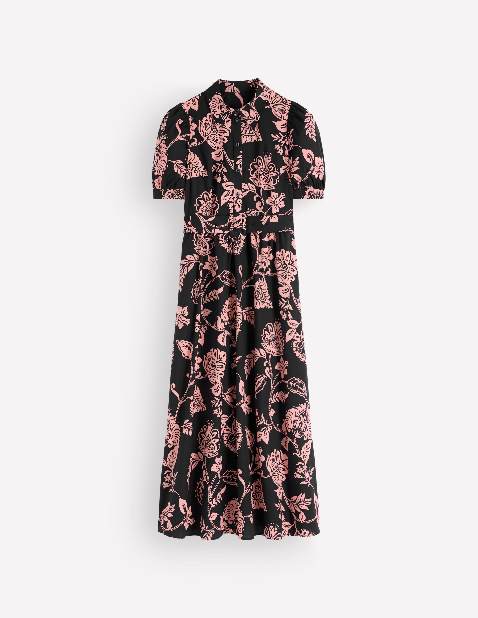 Belted Cotton Midi Dress-Black, Planted Meadows - Image 6