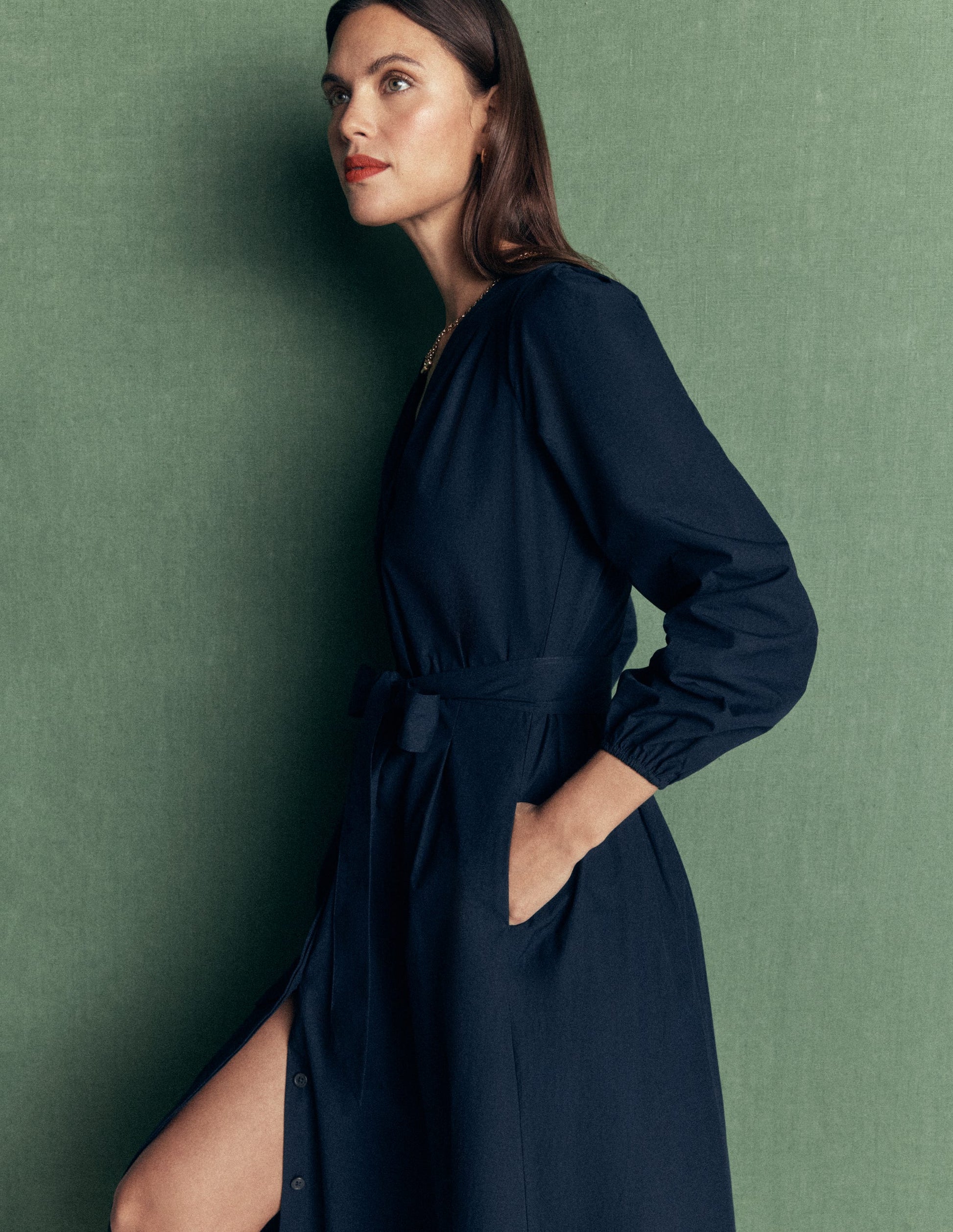Boden Women's Nicola Cotton Midi Dress in Blue