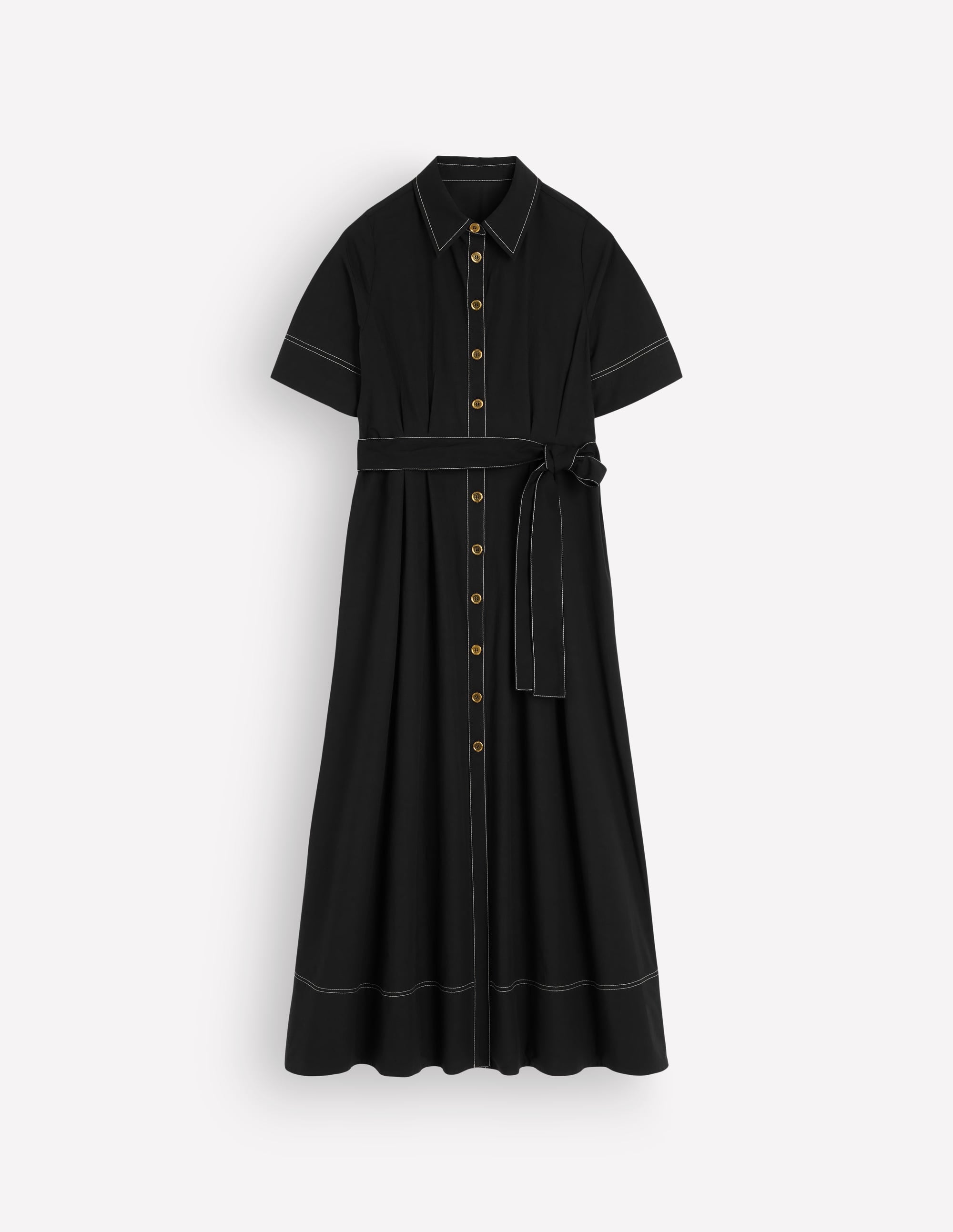 Sarah Cotton Midi Shirt Dress-Black - Image 6