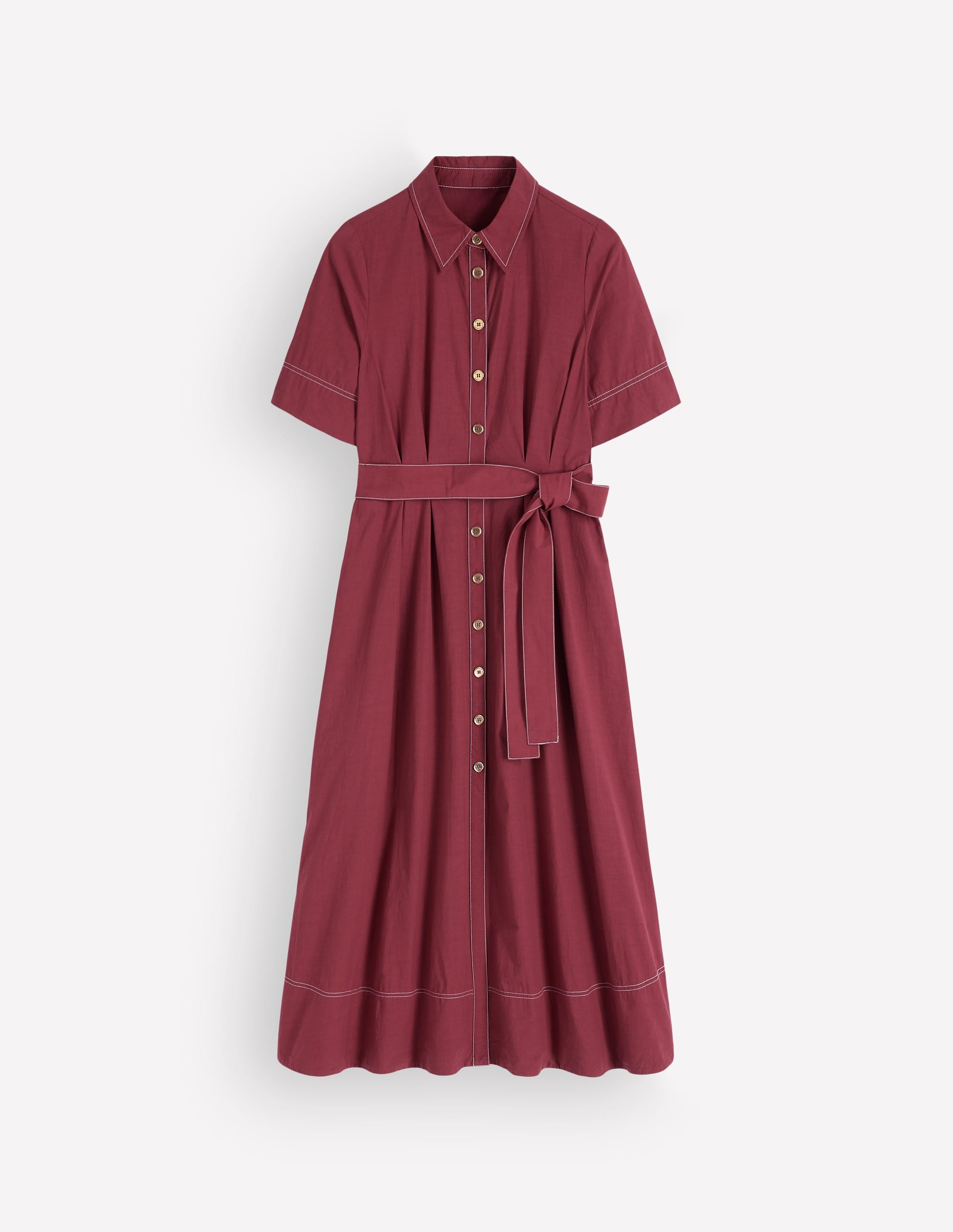 Sarah Cotton Midi Shirt Dress-Rich Chestnut - Image 5