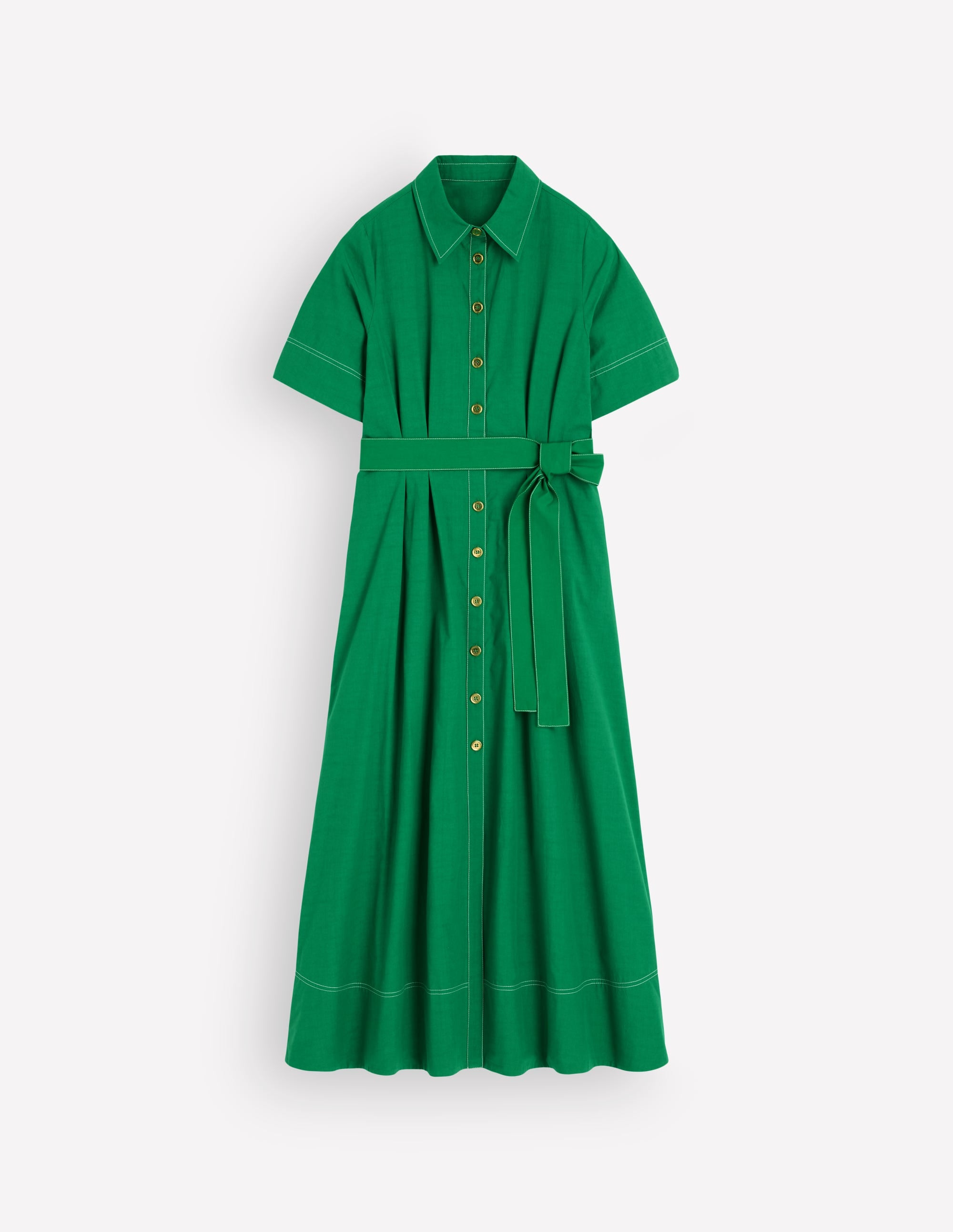 Sarah Cotton Midi Shirt Dress-Fresh Green - Image 7