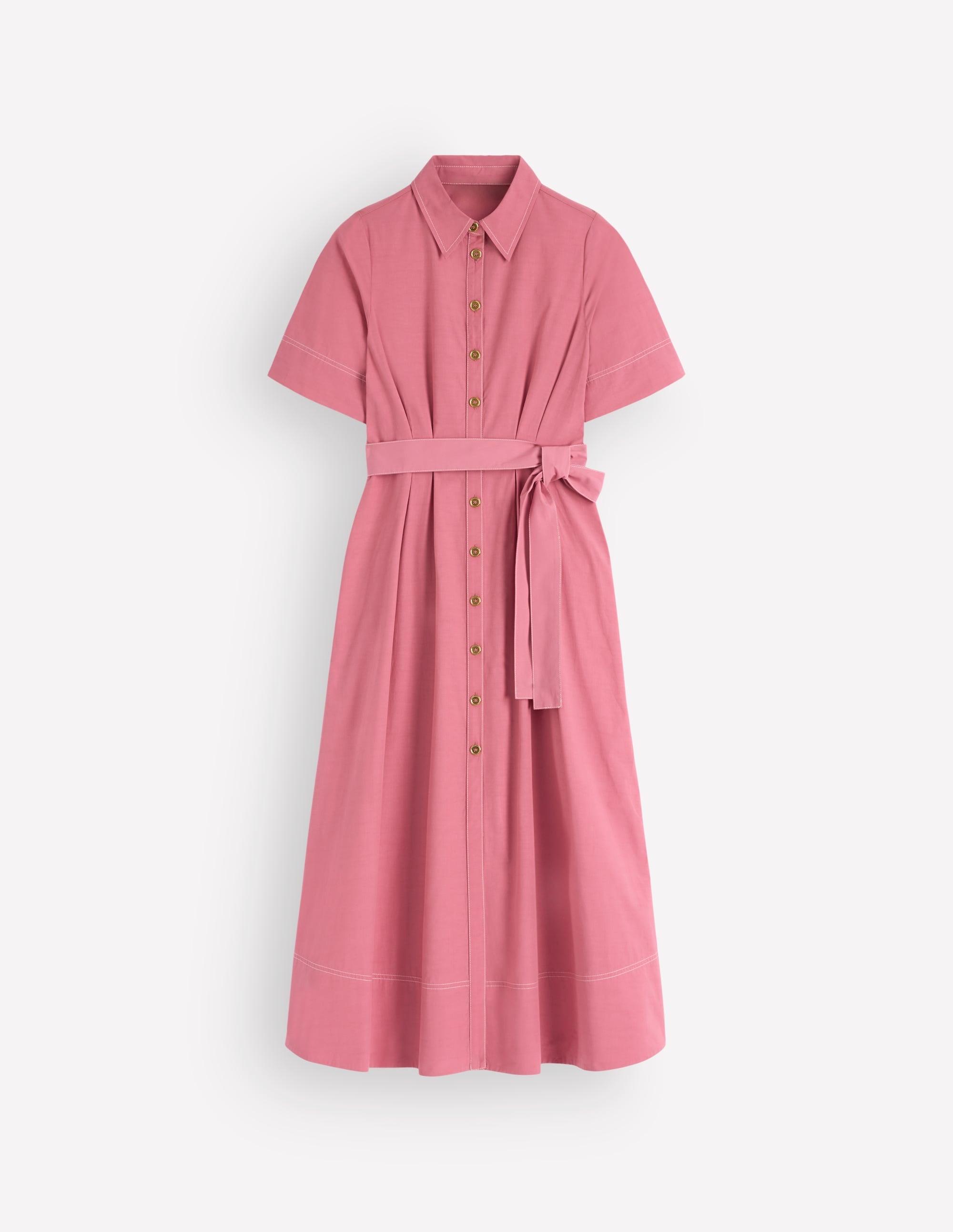 Sarah Cotton Midi Shirt Dress-Pink Heather - Image 5