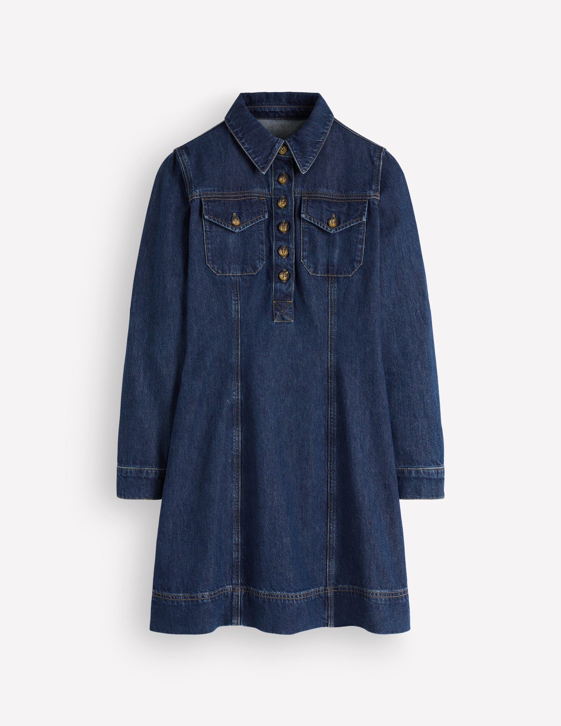 Fleur Denim Short Dress-Mid Vintage Denim-7