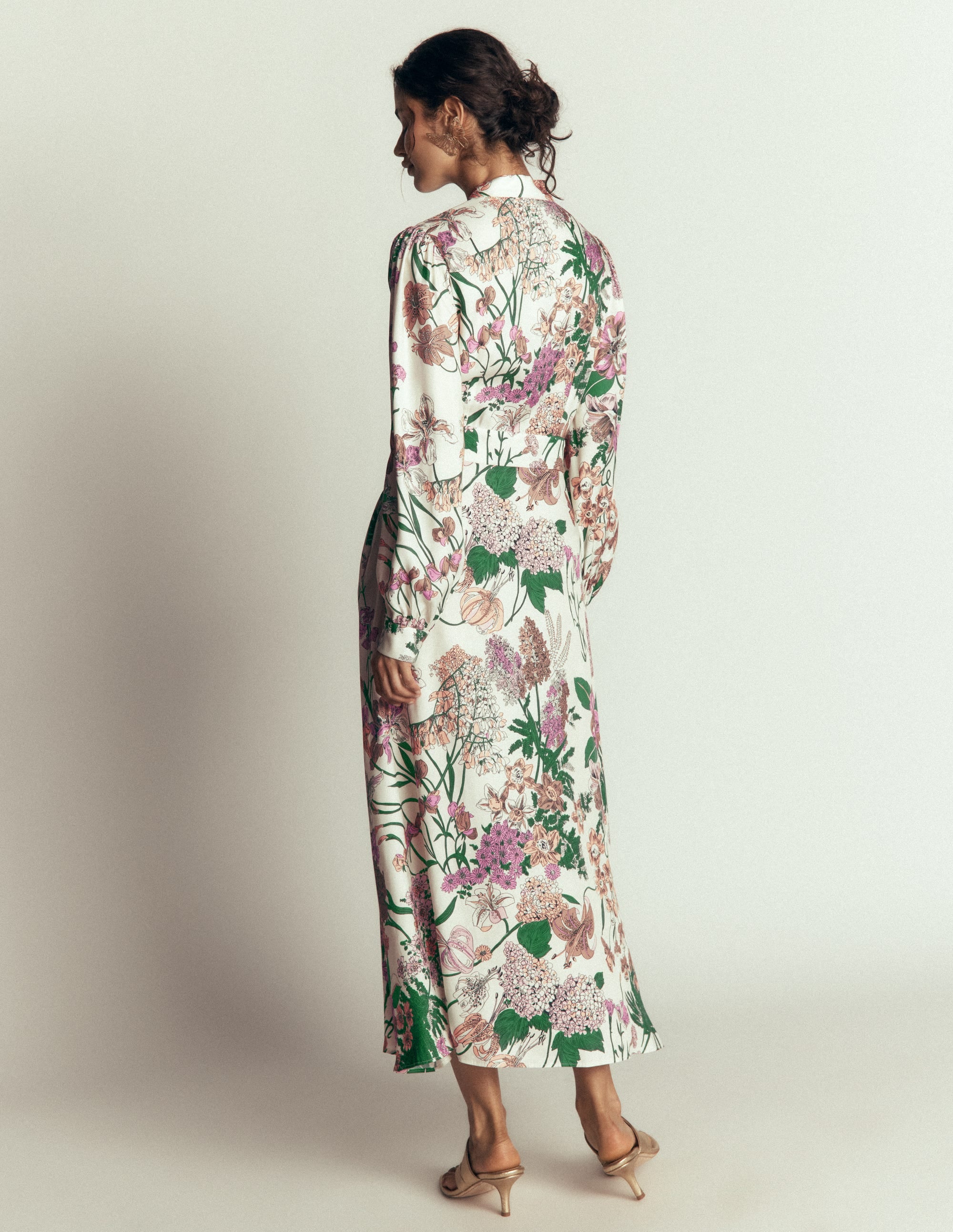 Bow Detail Shirt Dress-Ivory, Whimsical Flora - Image 8
