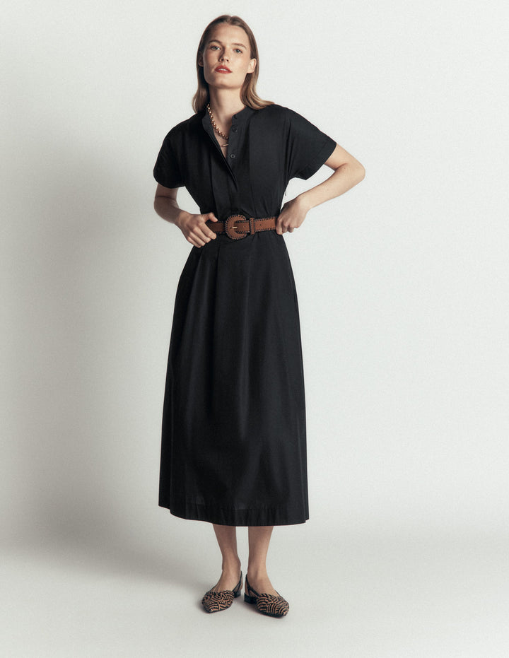 boden midi dress Irene Linen - Highland Green The subtly pleated skirt adds a touch of drama Boden Ruffle Midi Dress
