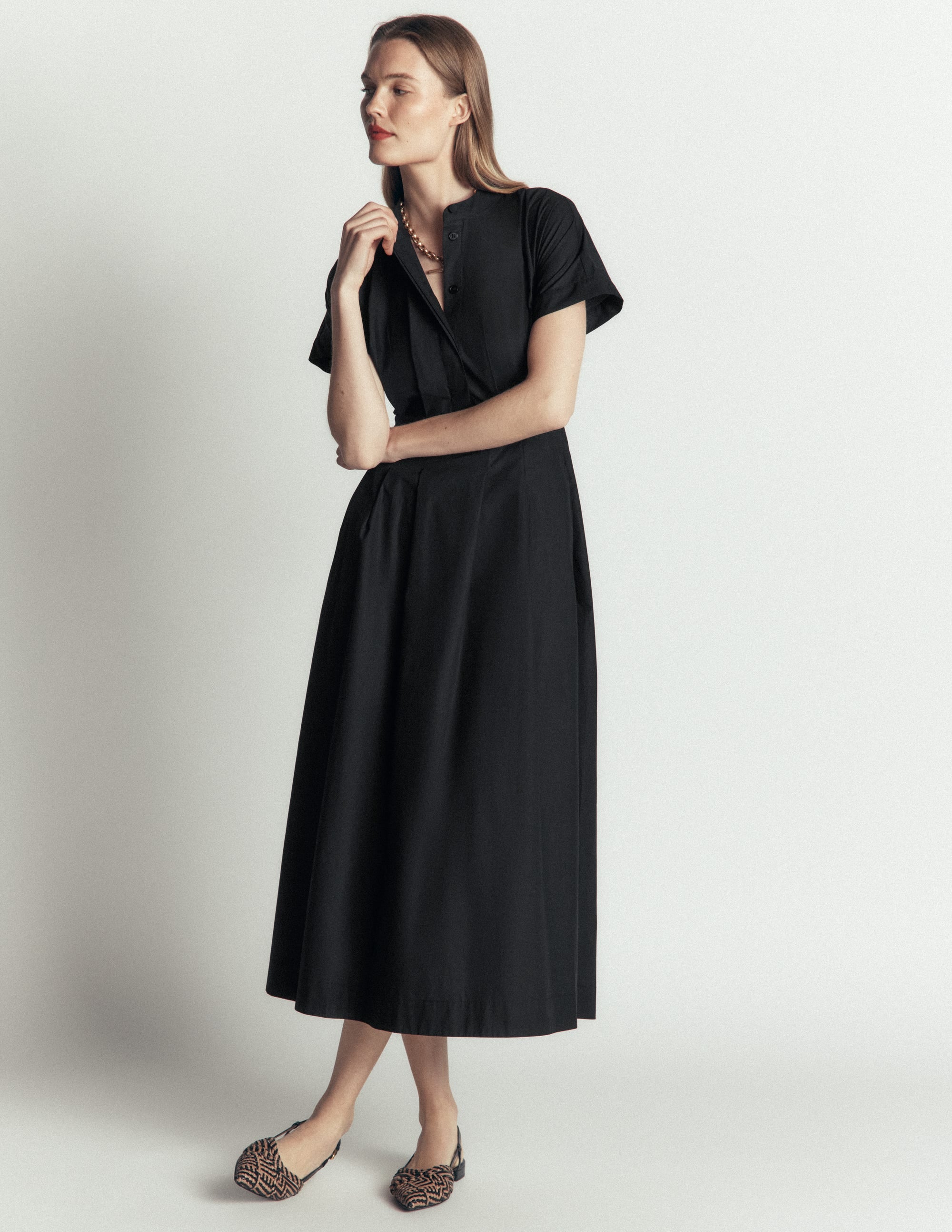 Grown On Sleeve Midi Dress-Black - Image 4