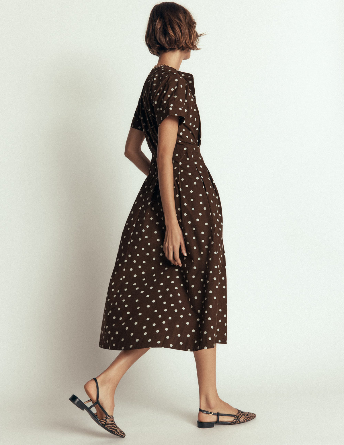 shoes midi dress Grown On Sleeve - Raw Umber, Painted Dot Spaced Color:Cobalt-Blue the best luxury womens best1000 Sandro Yellow Ruffled Maxi