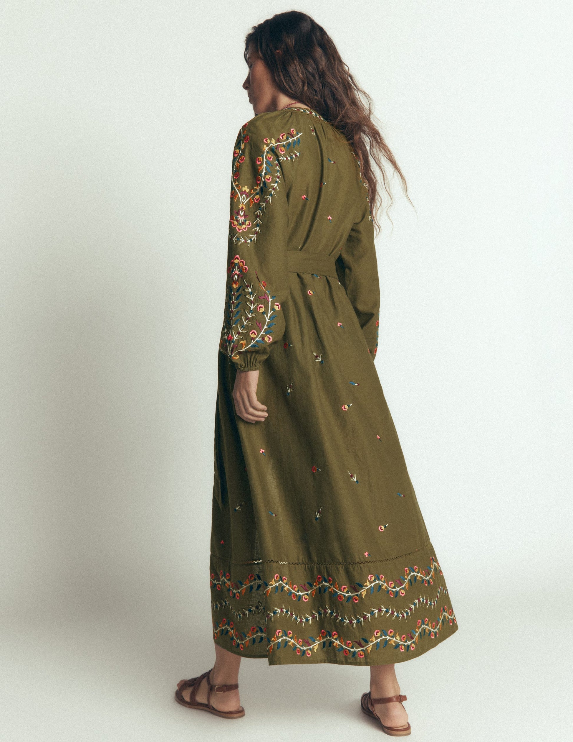 boden green embroidered dress Boden Women's Embroidered Jersey Shirt Dress in Green