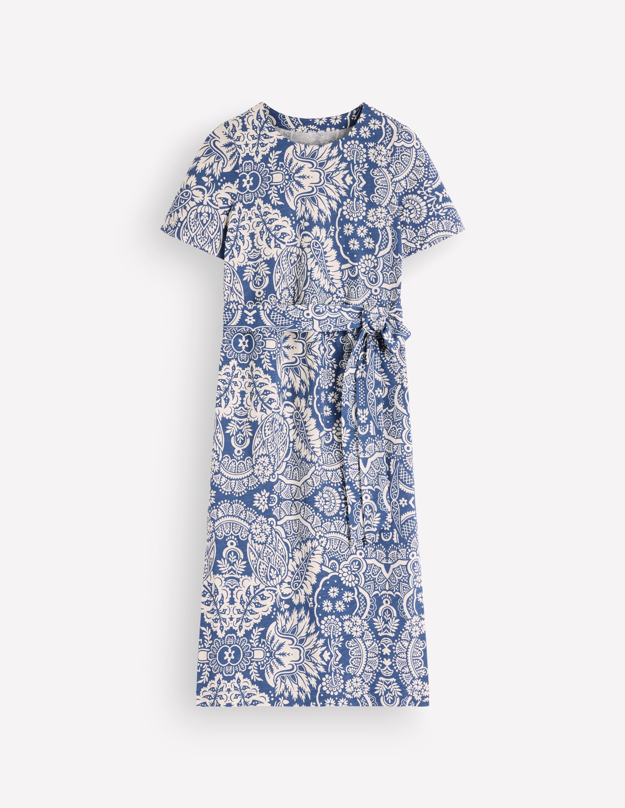 T-Shirt Jersey Midi Dress-Lyons Blue, Arabesque Meadows - Image 6