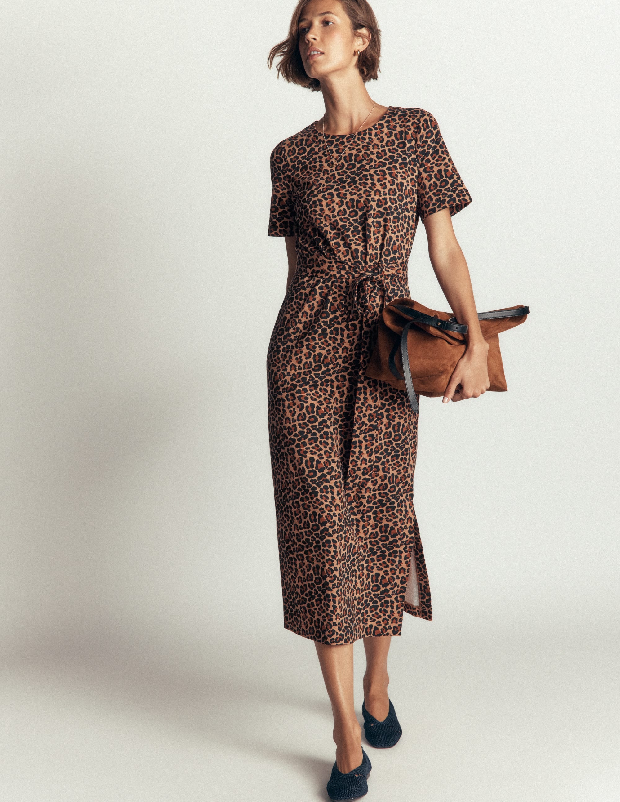 T-Shirt Jersey Midi Dress-Camel, Animal Fields - Image 4