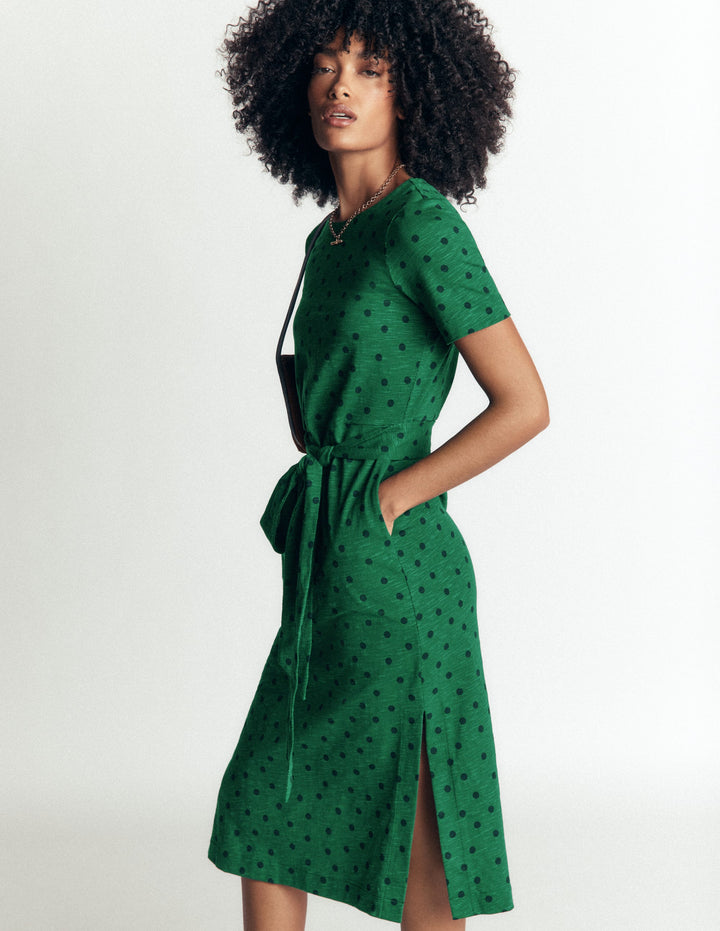 T-Shirt Jersey Midi Dress-Hunter Green, Boden Spot