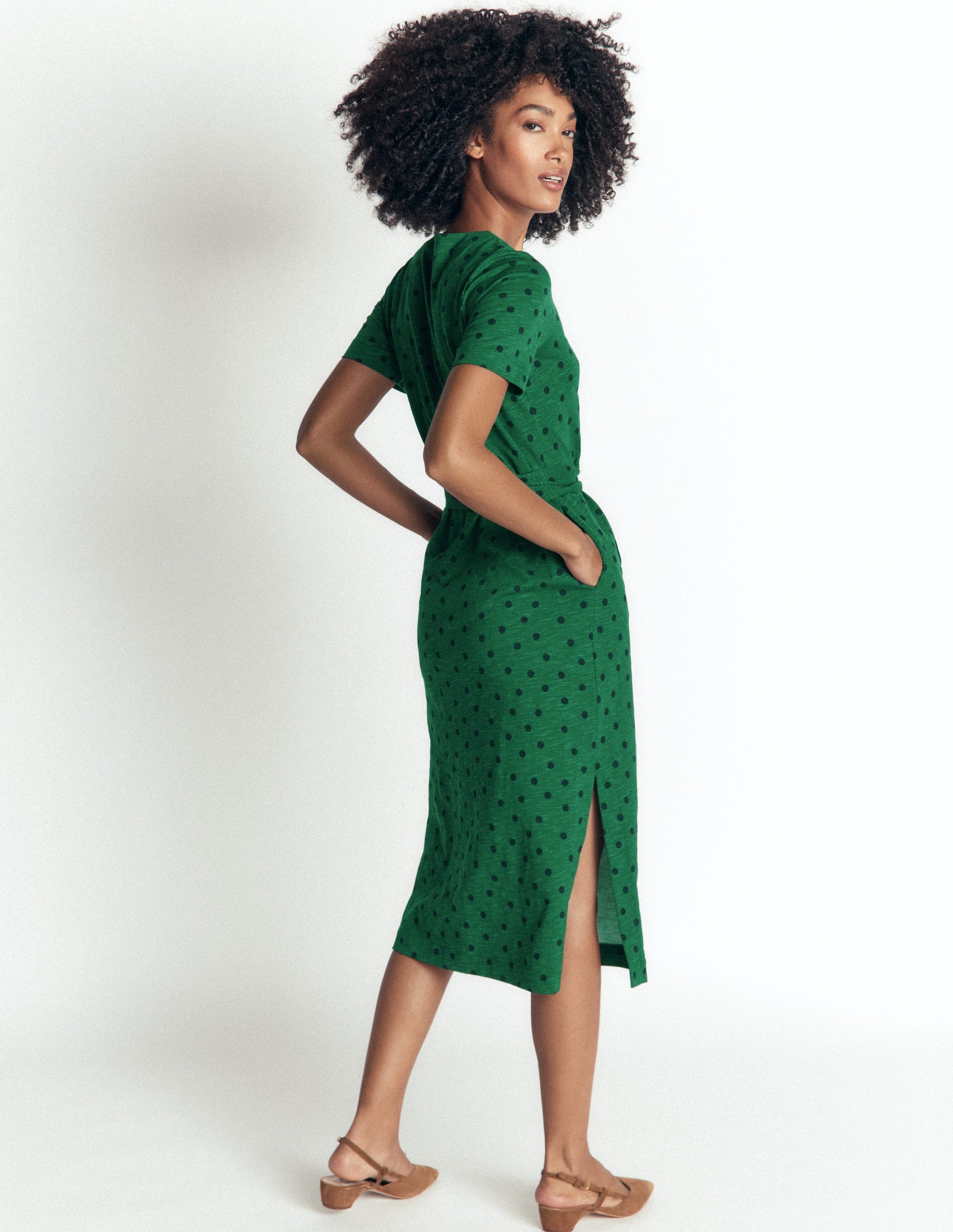 T - Shirt Jersey Midi Dress - Hunter Green, Boden Spot