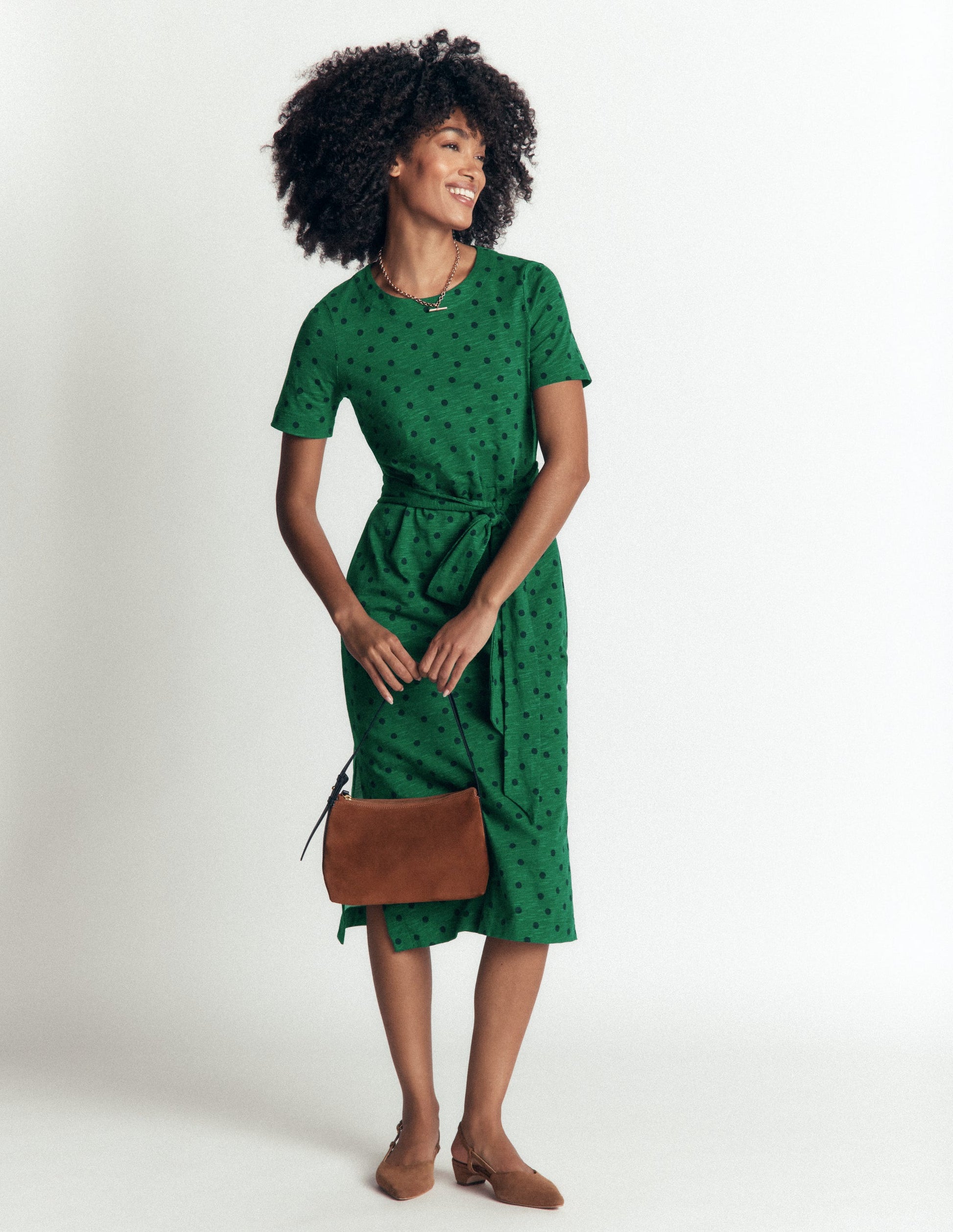 Boden Women's T-Shirt Jersey Midi Dress in Green